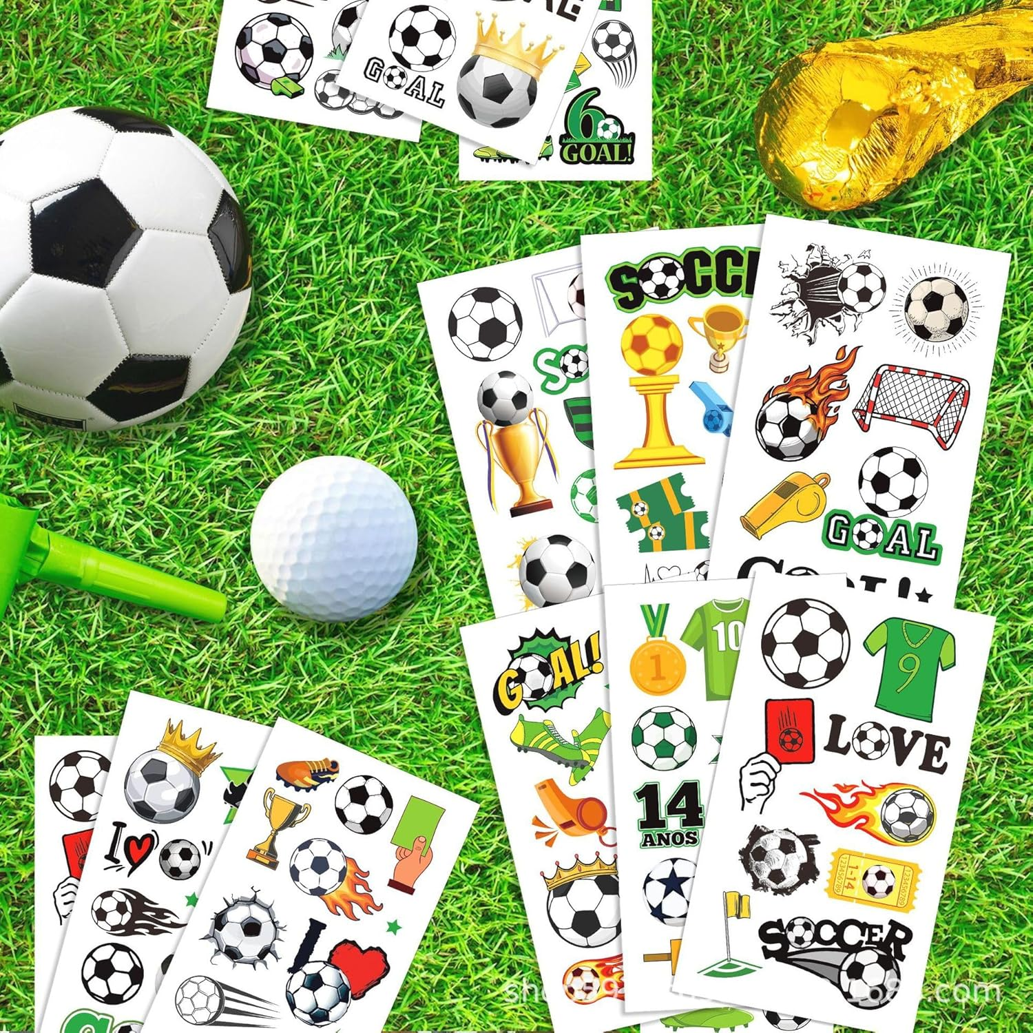 TIAMORK 10 Sheets Soccer Sport Temporary Tattoos &ndash; Sports Theme Birthday Party Favors & Decorations, Fun Football Stickers for Kids Boys Girls, Classroom Gifts & School Rewards