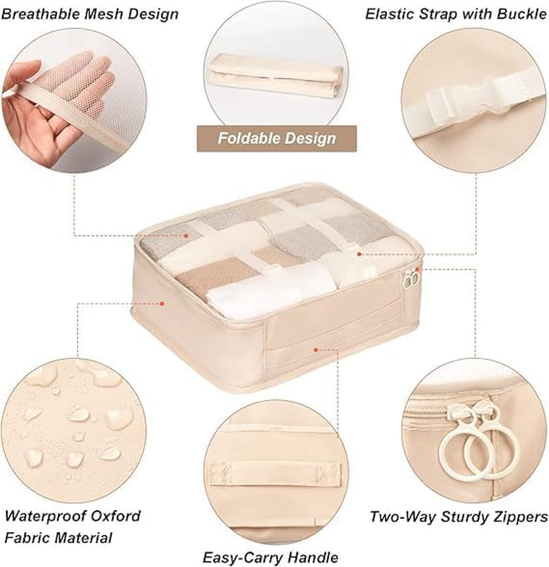 Oriver 7Pc Compression Packing Cubes Set - Lightweight Water-Resistant Travel Organisers for Suitcases & Carry on Luggage | Airline Approved (7 Sizes, Mesh) image number 4