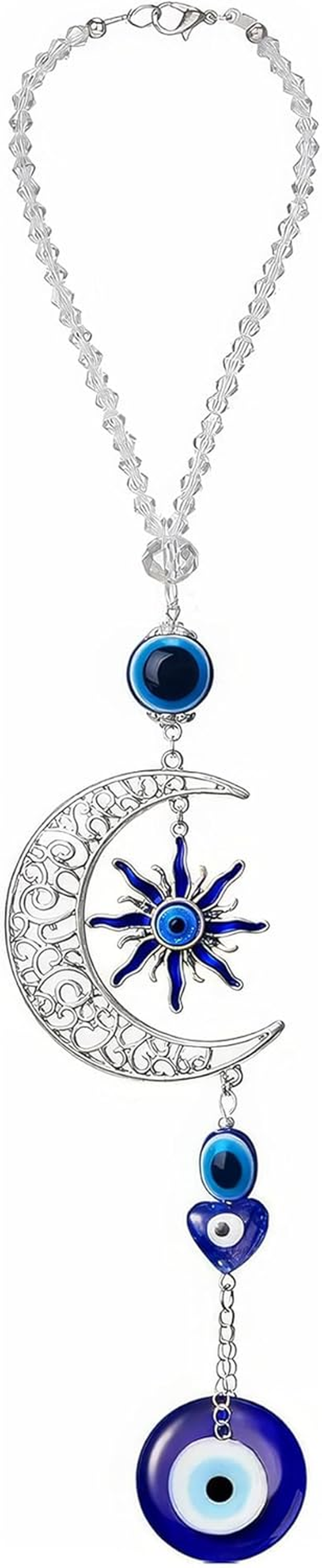 Blue Evil Eye Moon Crystal Hanging Ornament - Protection Amulet for Home, Car & Window Decor - Spiritual Gift image number 5