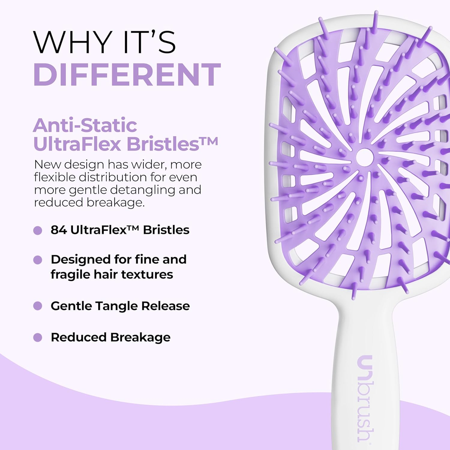 FHI Heat New Unbrush!! Unbrush plus Detangler Brush for Gentle and Effective Detangling on Wet or Dry Fragile Hair Types &mdash; 84 Ultraflex Bristles, Ultra-Light, Anti-Static, Vented Hair Brush - Lemon Drop image number 3