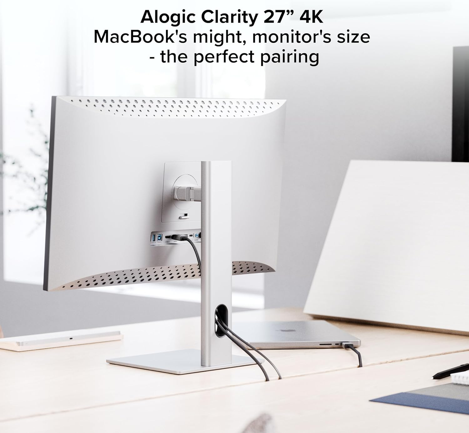 Alogic Clarity 27&rdquo; 4K UHD LCD Monitor | USB-C 90W Power Delivery | 16:9 Silver & Black | Adjustable Stand image number 5