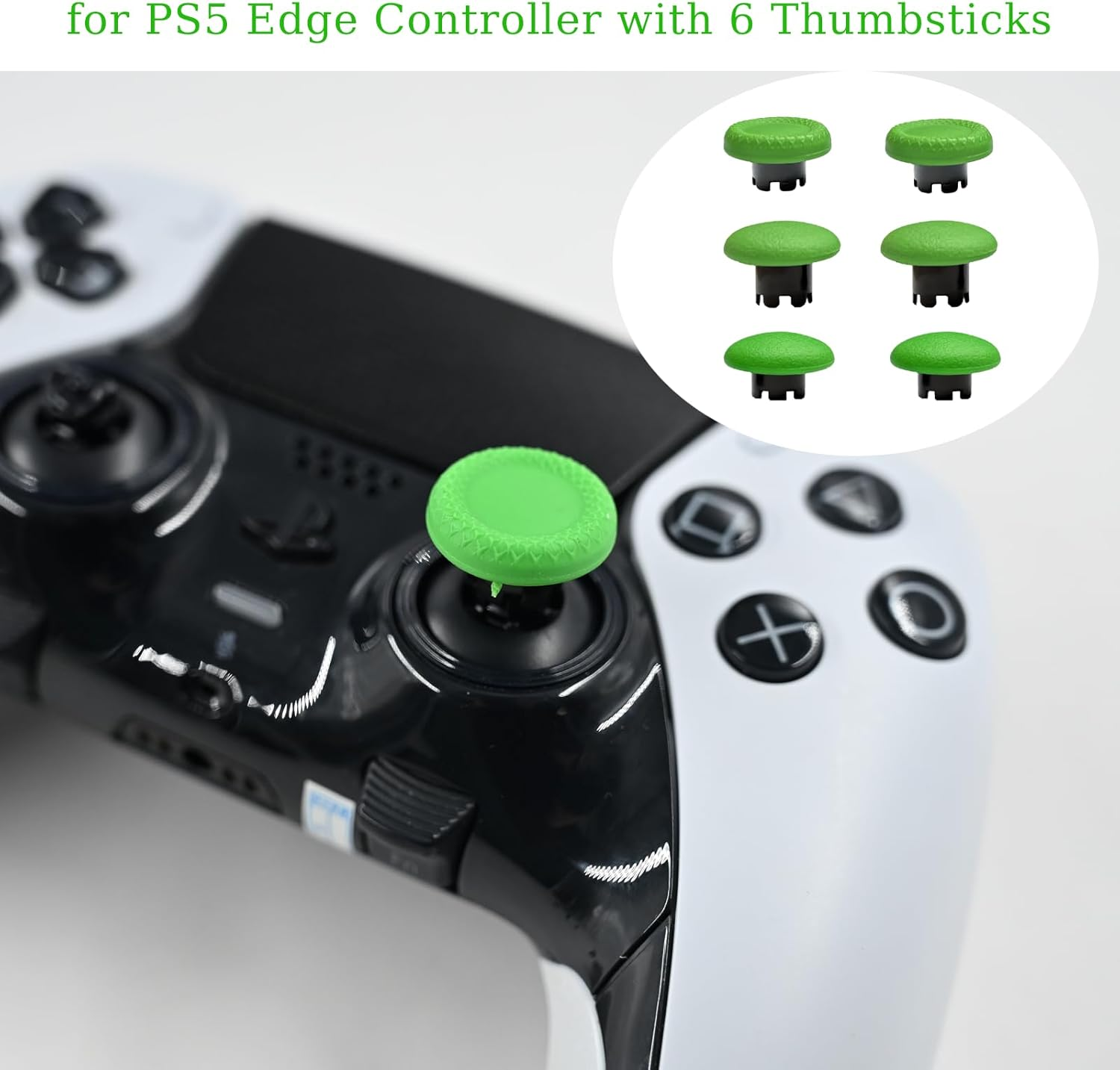 6 Pcs Metal Thumbsticks for PS5 Edge Controller, 4 Pcs Back Paddles Triggers Buttons for PS5 Dualsense Controller, Replacement Accessories Parts for PS5 Edge Controller Analog Joystick(Green) image number 5