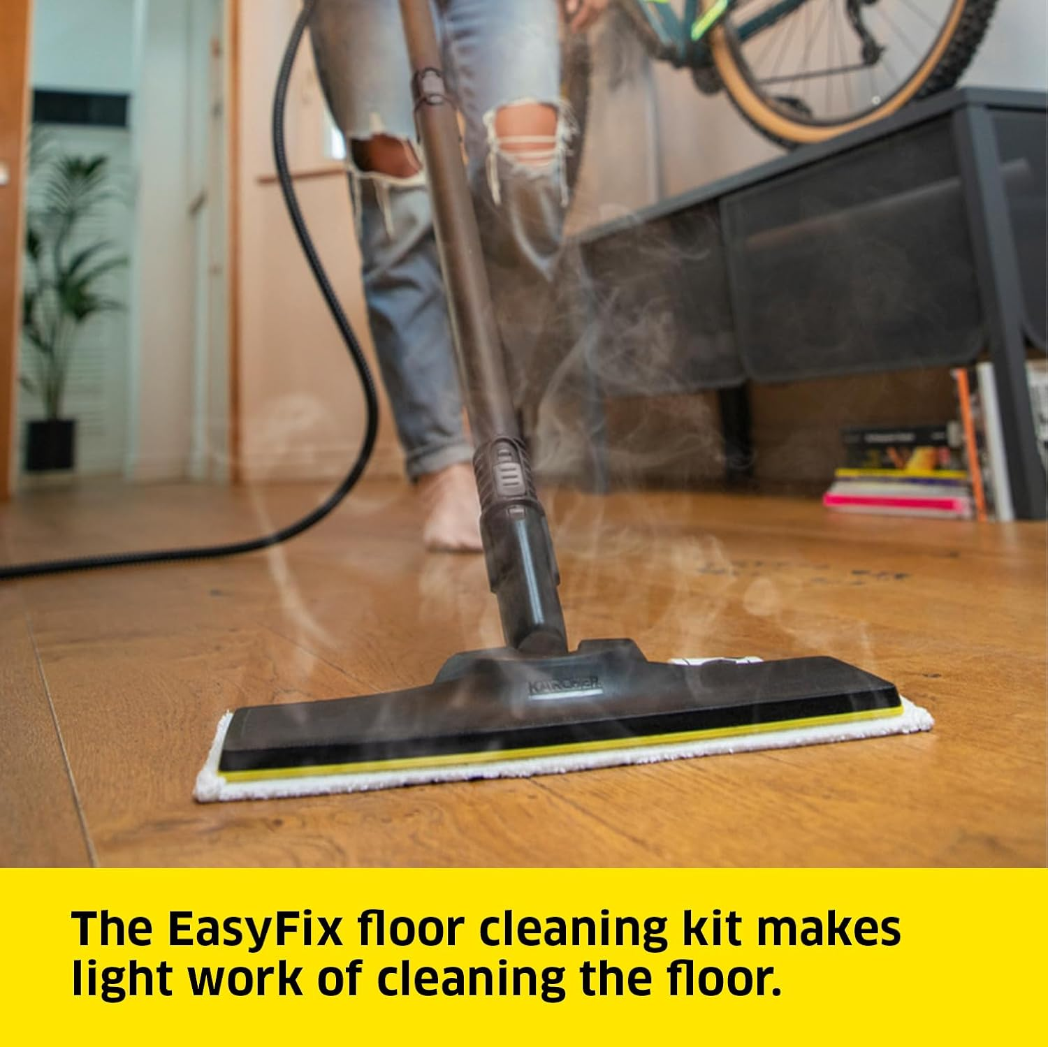K&auml;rcher Steam Cleaner SC2 Easyfix, 1500W Power with Steam Hose, Extension Pipe, Steam Nozzle, Floor Cleaning Kit, Microfibre Cloth, Features Accesory Storage & Child Lock