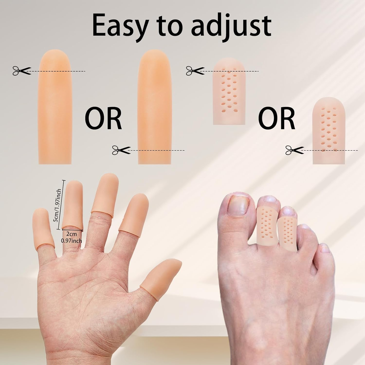 Gel Finger Protectors Silicone Fingertips Protection Finger Caps, Finger Cots Fingertip Bandages Band for Finger Arthritis, Finger Cracking Treatment Finger Pain Relief Thumb Protector，25 Pcs