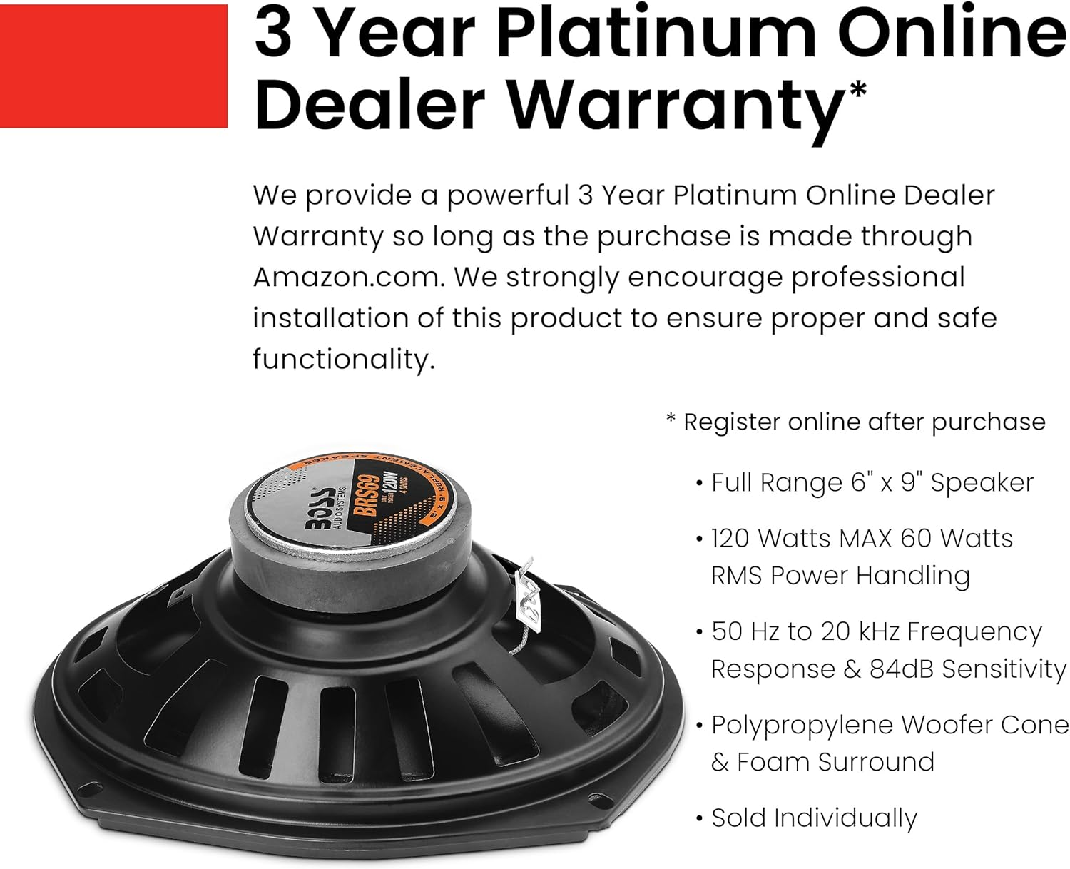 BOSS Audio Systems BRS69 120 Watt, 6 X 9 Inch, Full Range, Car Speaker - Sold Individually image number 1