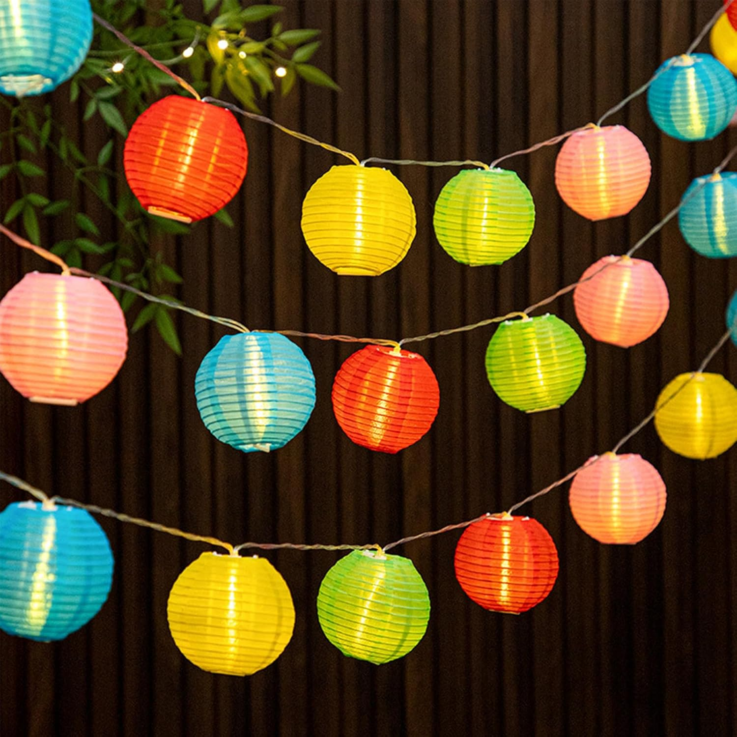 ENLACE Paper Lantern String Lights 10 LED Lanterns 2 Metres Multicoloured 7.5Cm Diameter image number 1