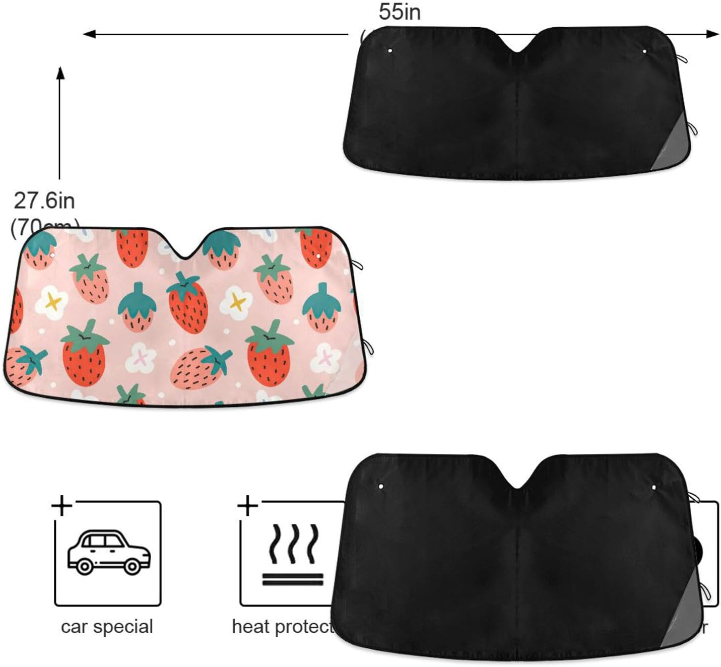 Strawberries Print Car Windshield Sunshade Automotive Window Sunshades Protect Your Car image number 3