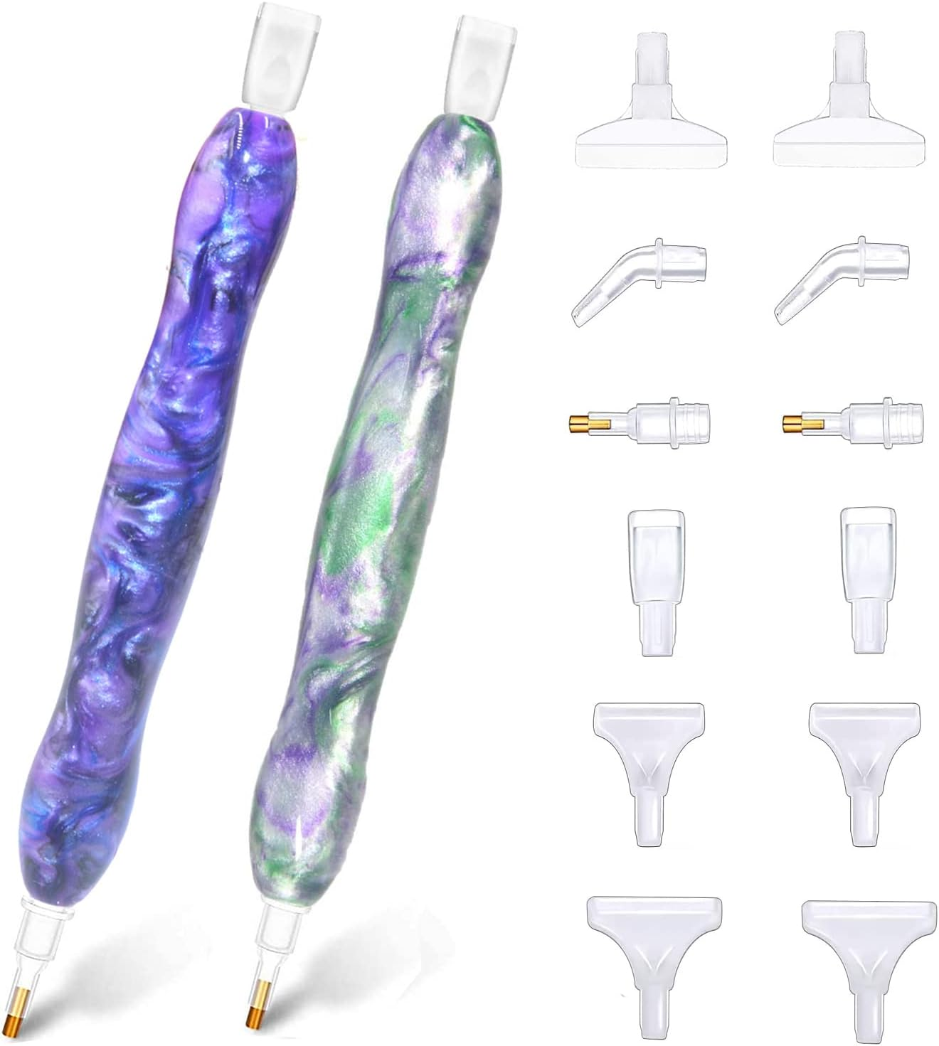 Praise V Do 2PC Diamond Painting Pen, Diamond Art Pen, Diamond Painting Drill Pen Only, Handmade Resin 5D Diamond Painting Art Pen Kits Tool Accessories Nail Stylus (Purple Orchid)