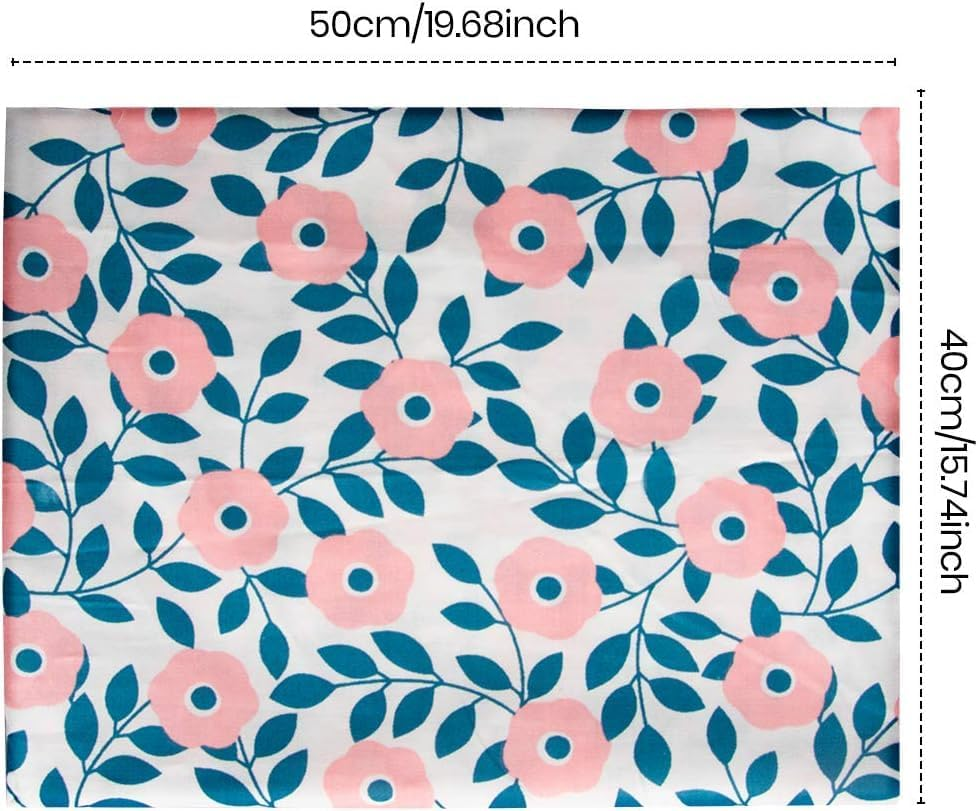 Kalolary 7PCS Pink Fat Quarters Fabric Bundles, Cotton Print Fabric with Green Leaf Red Fruit Gypsophila Strawberry White Flower for DIY Sewing Patterns Craft（19.6" X 15.7", Pink） image number 3