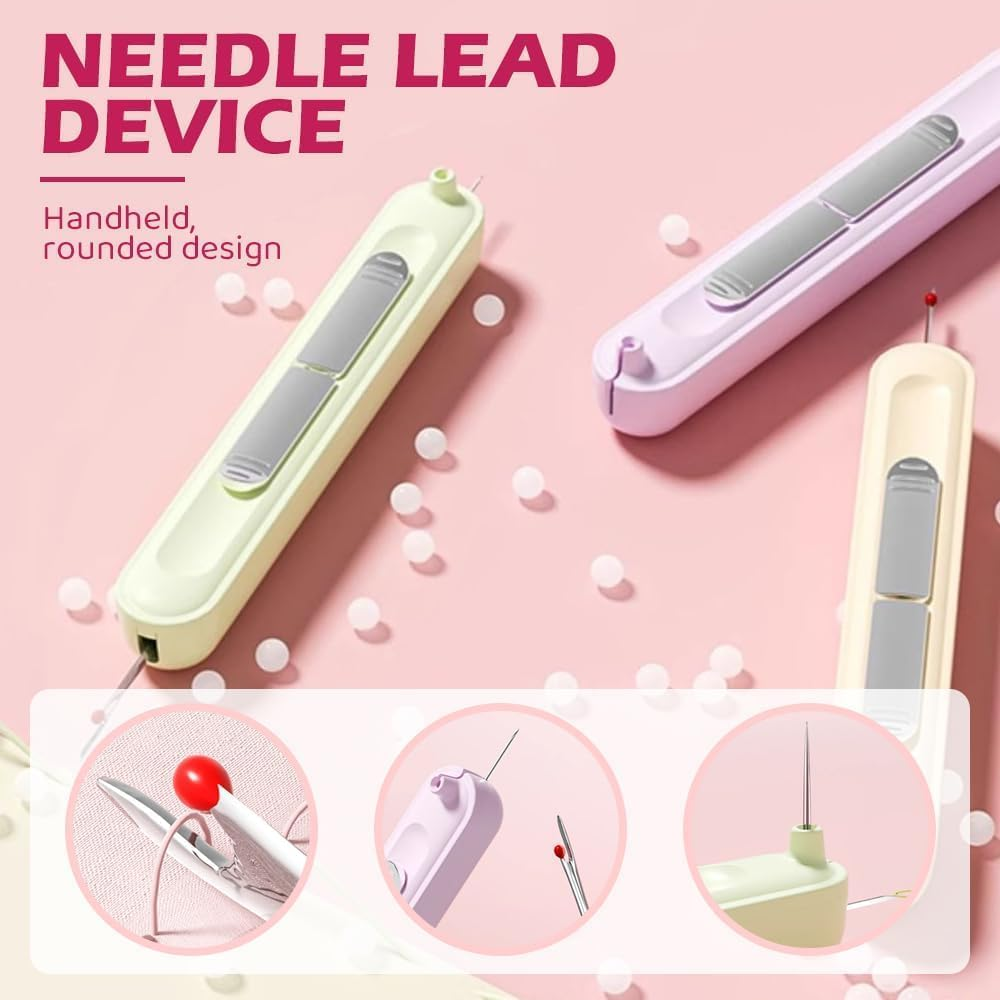 2 in 1 Needle Threader Seam Ripper, 2025 New Retractable Threader Plug-In Needle Threader, Thread Remover Tool for Hand Sewing, Knitting, Cross Stitch, Embroidery and Thread Removal (Purple) - 3Pcs image number 3