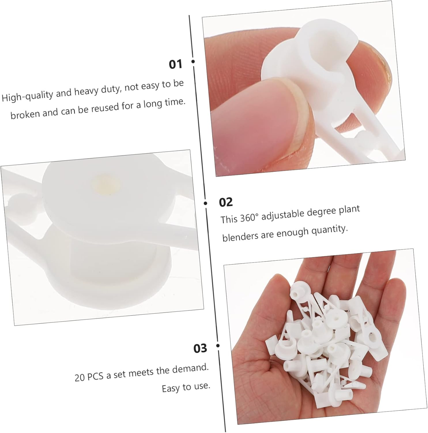 20Pcs Plant Bender Trainer Adjust Garden Plant Clips for Fruit Trees Flower Bending Clamps - White image number 3