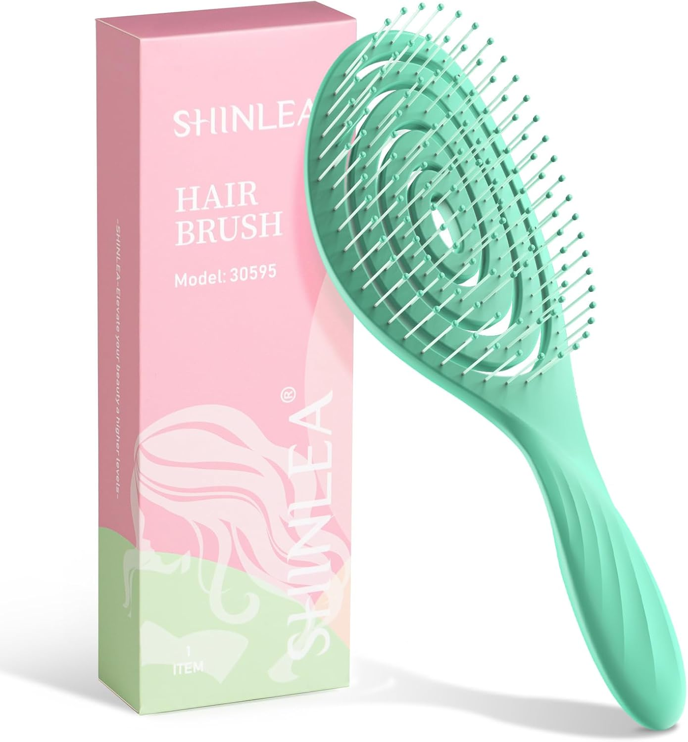 SHINLEA Detangle Hair Brush anti Tangle Hair Brush, Detangling Wet & Dry Hair Brush Spiral Hairbrush for Women, Men, Kids, Glide through Tangles for All Hair Types (Green)
