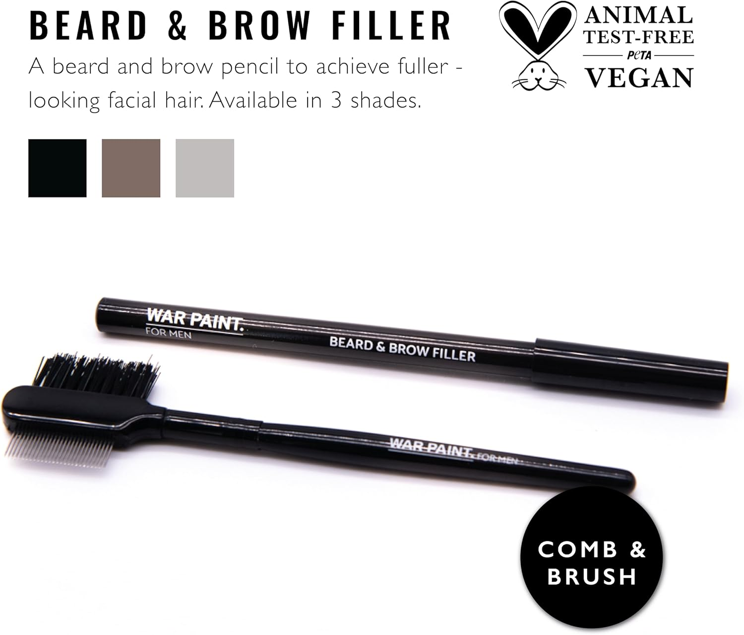 War Paint Beard & Brow Filler Pencil for Men, Brown, 10 G image number 3