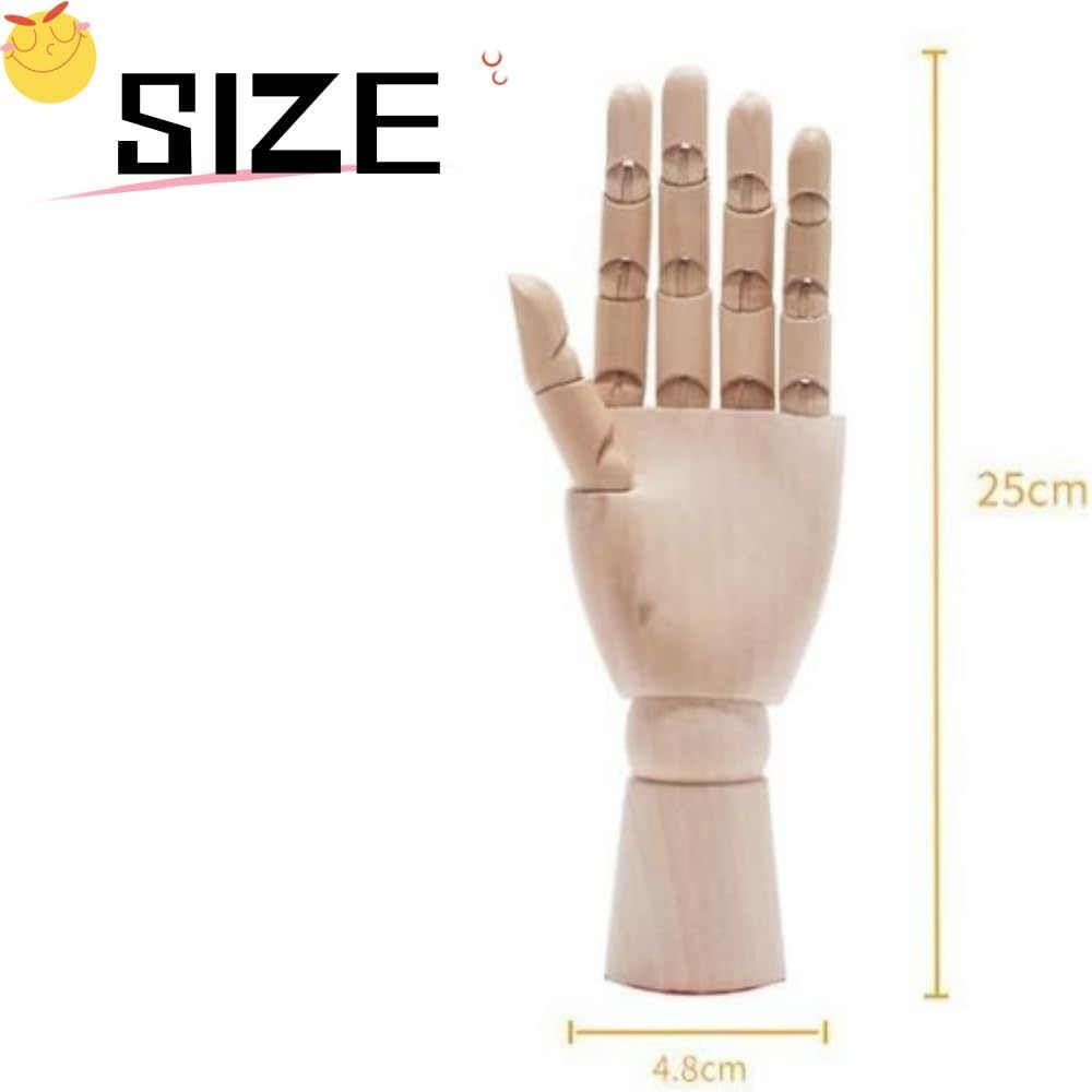 DACUAN 10-Inch Realistic Art Wooden Mannequins, Flexible and Movable Fingers and Wrist Joints, Left and Right Hand Art Mannequins for Sketching, Painting, Hand Jewelry Display (Left) image number 4