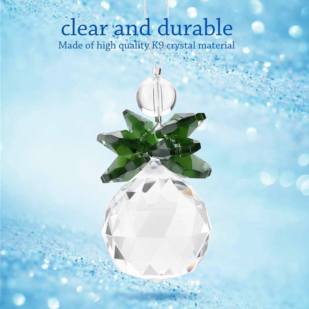 Crystal Suncatcher Hanging Pendant Angel Handmade Ornament Wedding Decor Rainbow Maker Prisms Pendant Feng Shu X'Mas Decor 1 PCS (Green)