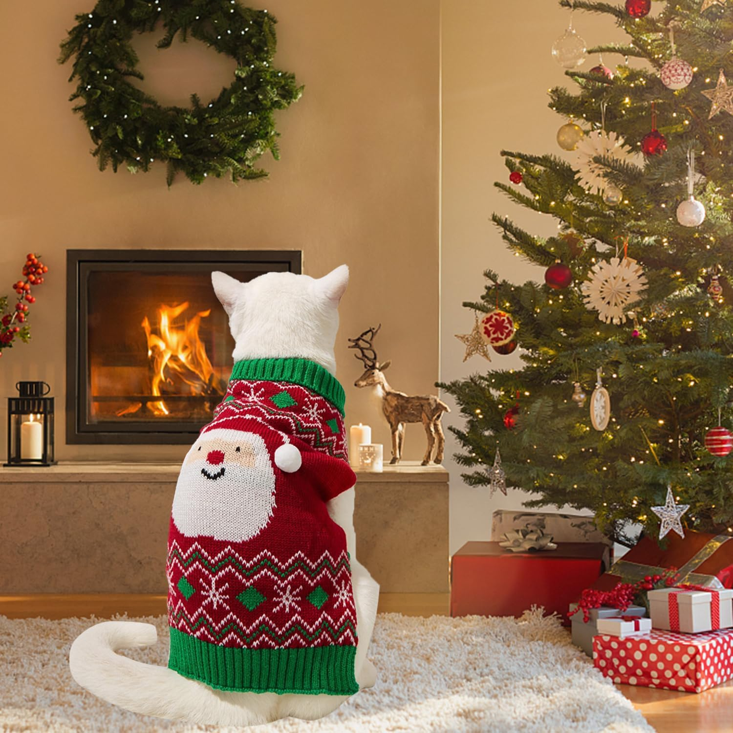 Pet Christmas Jumper, Christmas Jumper, Small Dogs, Christmas Dog Jumper with Snowman Motif, Thickening, Cute and Charming for Everyday Use When Travel, Red (XS) image number 4