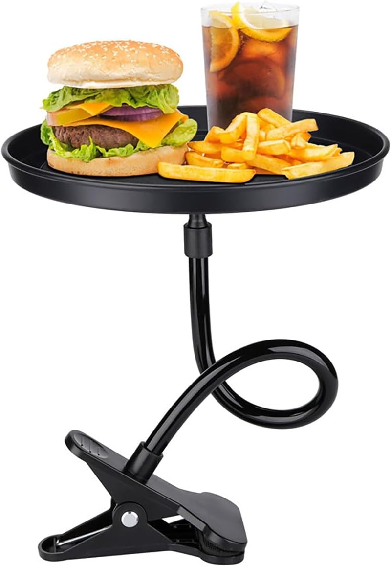 AIMALL Car Food Tray Rack with Adjustable Clamp - 8.66" Round, 17.7" High, Convenient Car Food and Drink Holder for Co-Pilot Dining