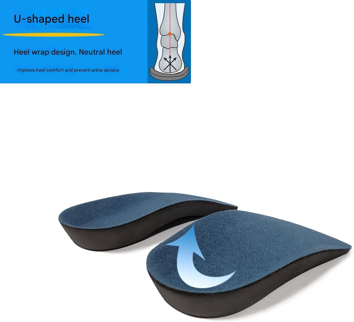 3/4 Length Orthotics Insoles - Insoles for Corrects Fallen Arches, Fat Feet (Black, M 41-43) image number 3