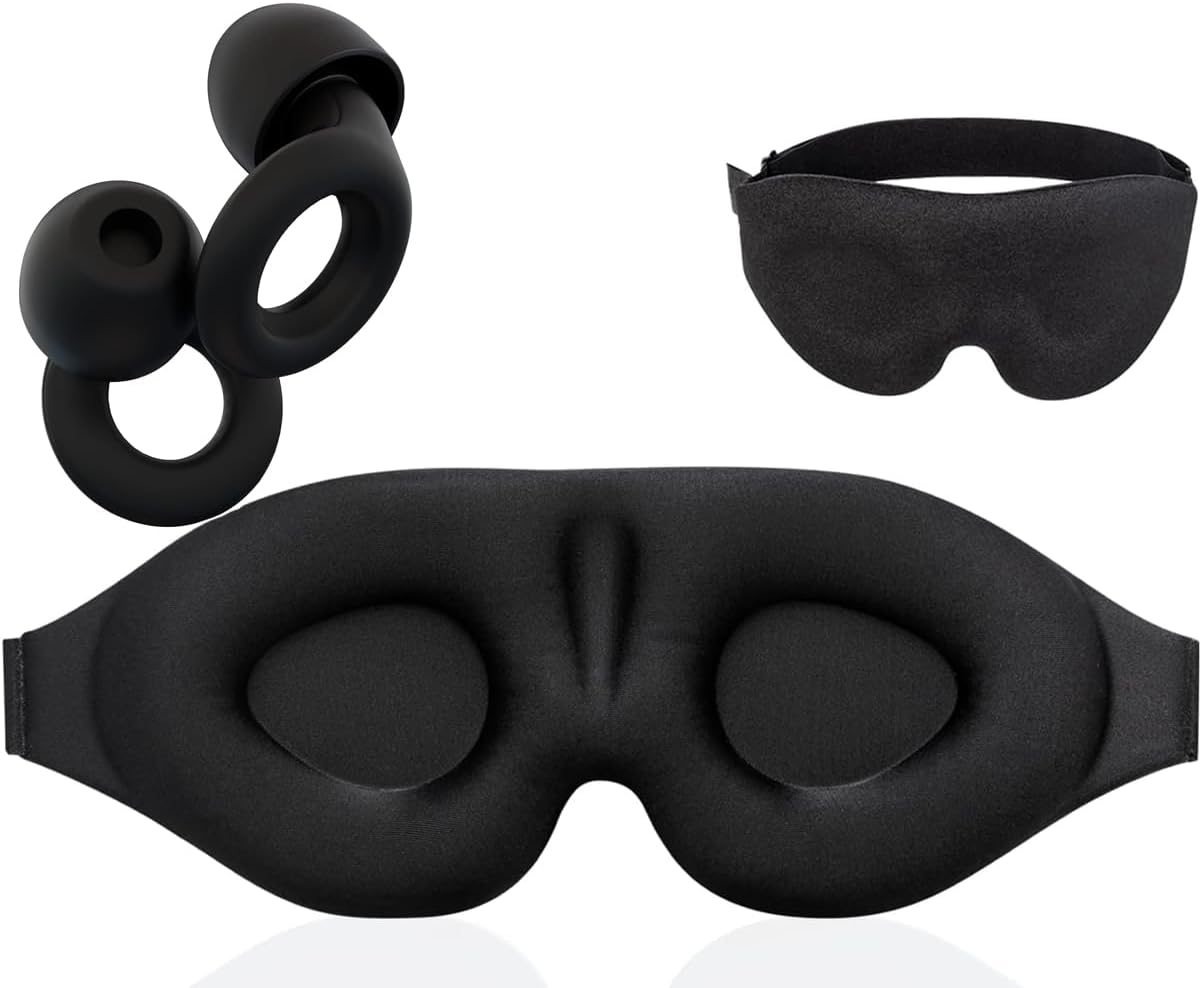 3D Sleep Mask and Noise Reduction Earplugs &ndash; Super Soft, Reusable Hearing Protection for Women and Men- Blackout Eye Mask for Sleeping Blissfully image number 6