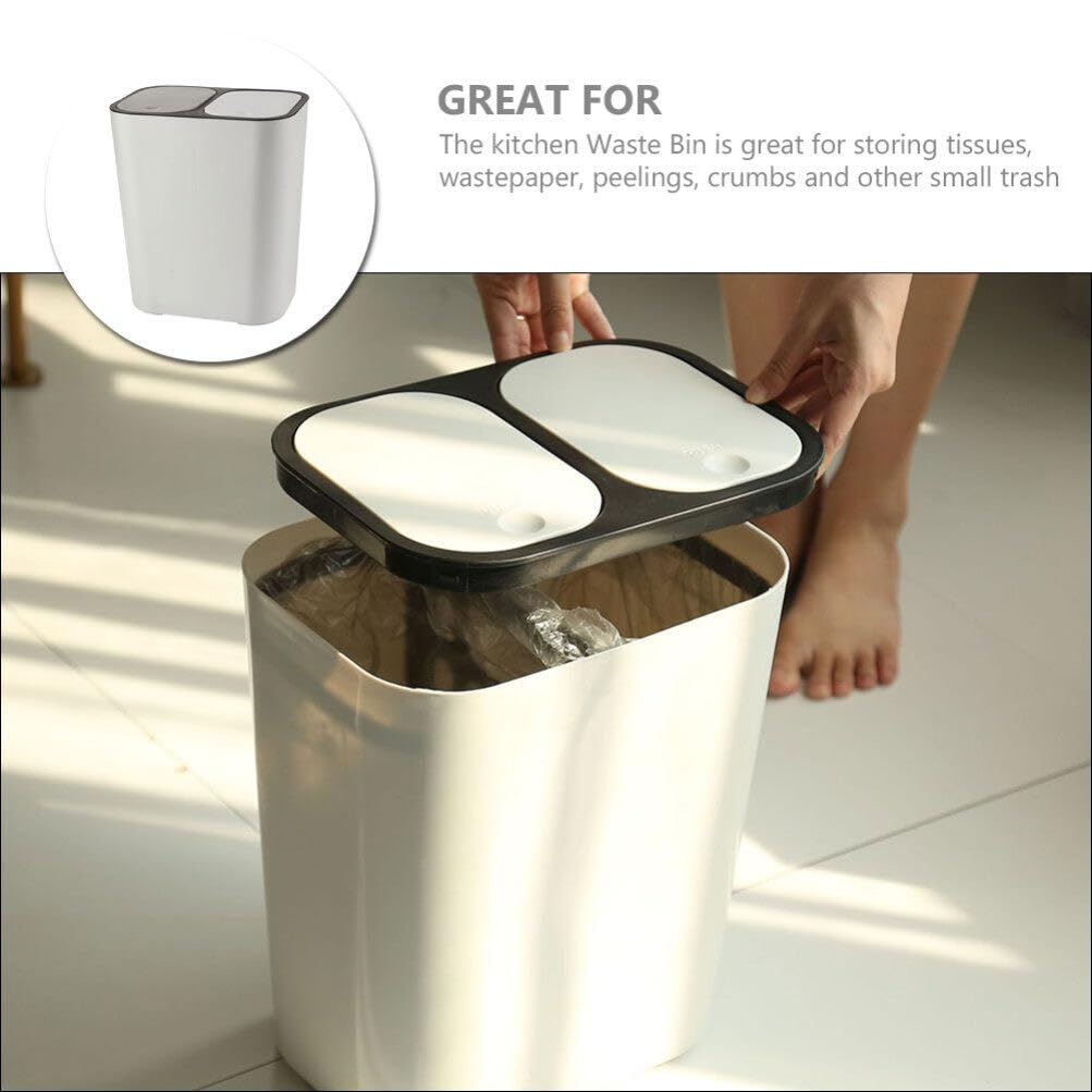 DECHOUS Dual Compartment Rubbish Bin with Pop up Lid 15L Kitchen Trash Can Recycling Garbage Bin for Home, Office, Living Room, Bedroom image number 5