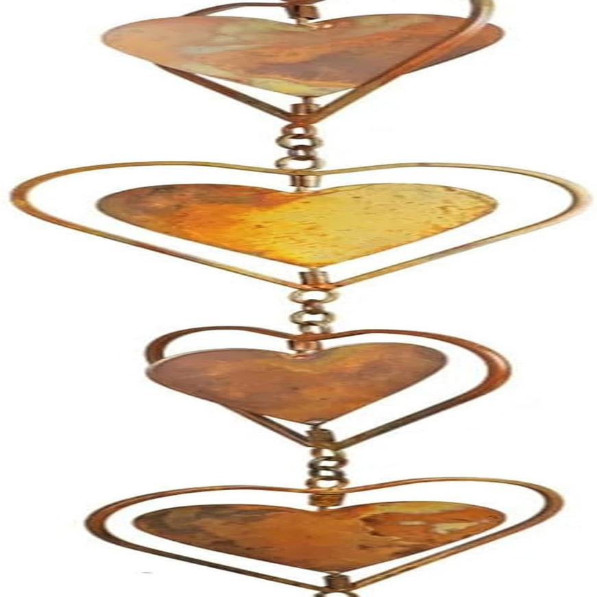 Rainwater Chains Metal Rainwater Catcher Chain, Decorative Rain Chains Rain Gutter Drain for Backyard Home Roofs Divert Water Garden, Heart - Heart image number 3