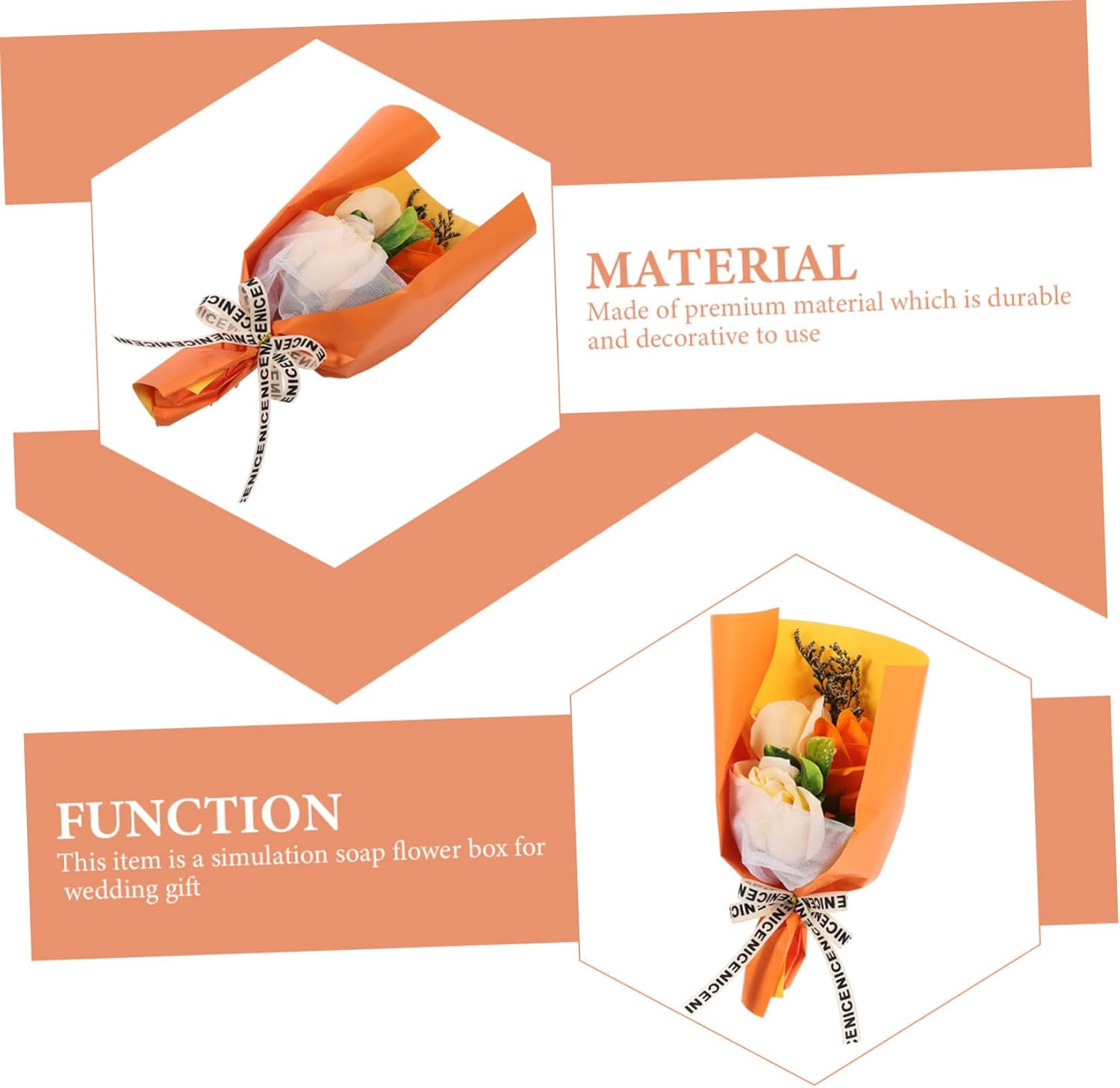 CANIGHT 1 Set Rose Bouquet Box Garland Glitter Rose Bouquet Happy Valentines Day Balloon Room Valentines Bouquet Red Carpet Party Decorations Artificial Wisteria LED Rose Cloth Orange image number 6