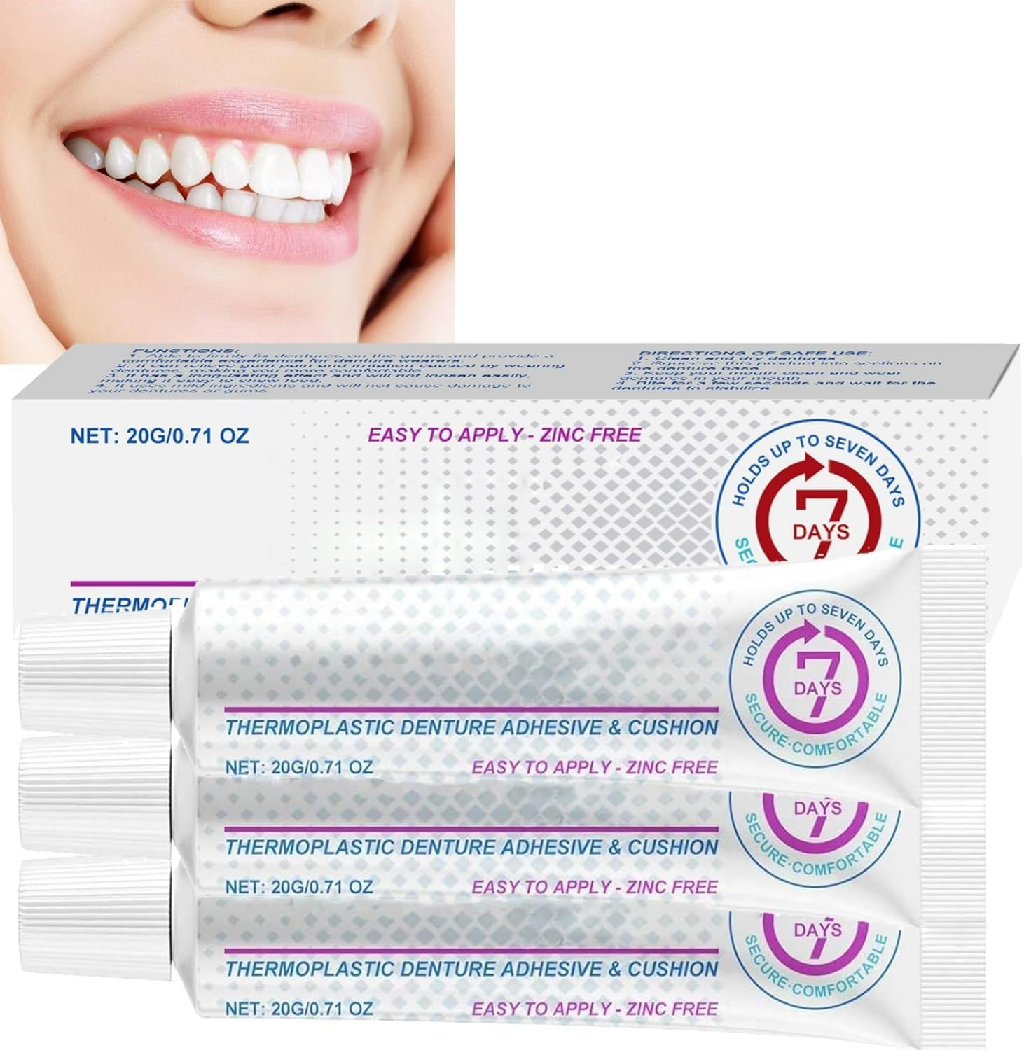 Thermoplastic Denture Adhesive,Silicone Denture Adhesive,Denture Adhesive Max Hold,For Dentures (1Pcs)