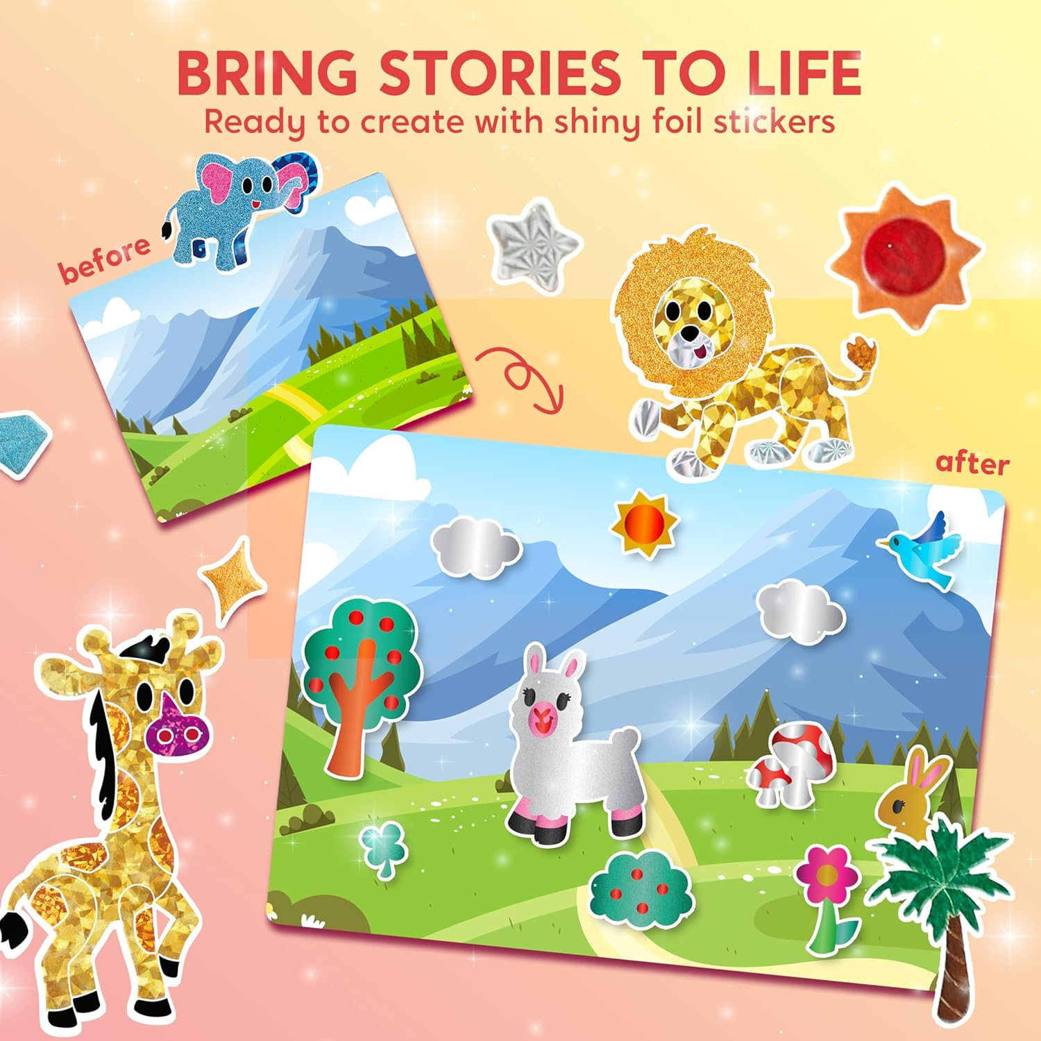 Klever Kits Foil Art Kit for Kids - Arts & Crafts Supplies, Mess Free Coloring, Animal Foil Foam Stickers, Creative Travel Toys, Birthday Gifts for Boys & Girls Ages 4 and Up image number 3