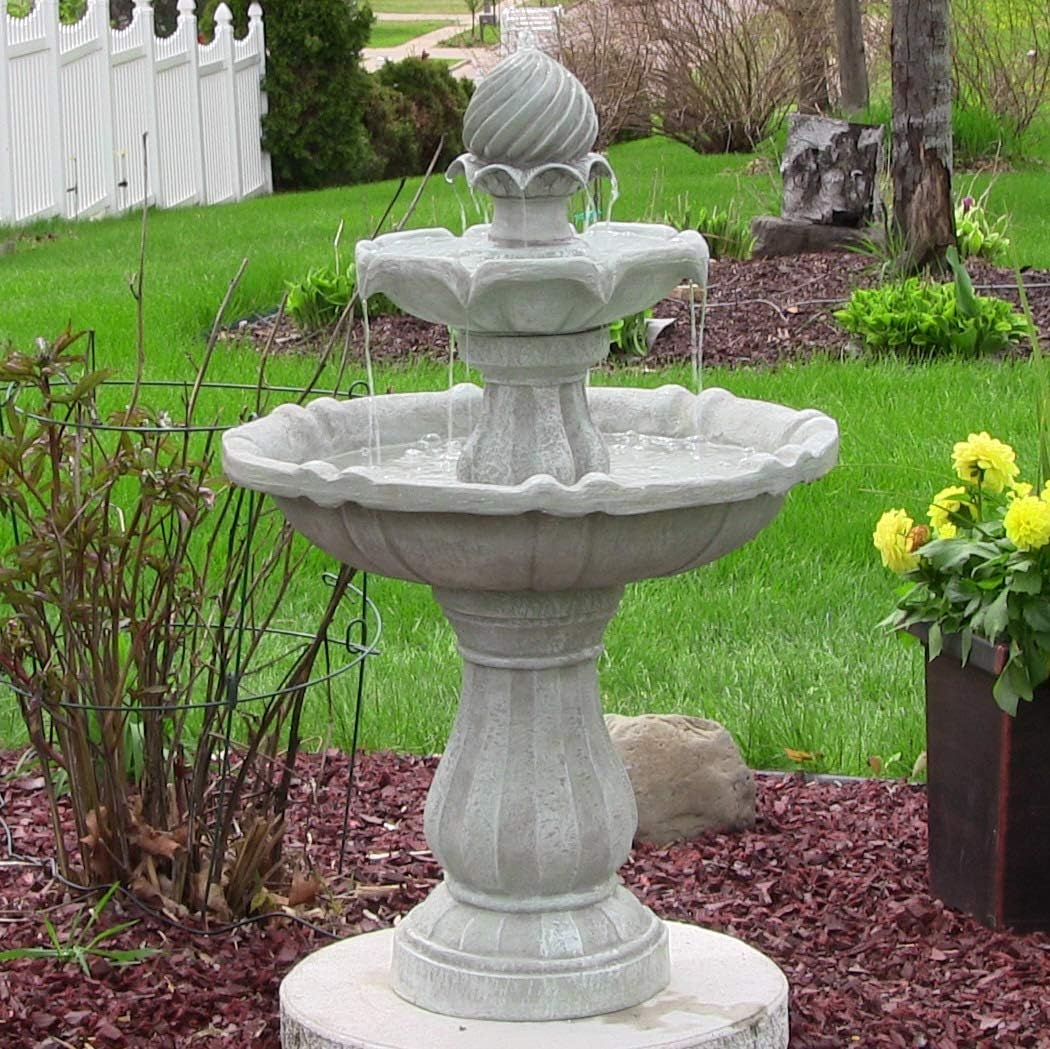 Hisen Solar Powered 2-Tier Bird Bath Water Fountain image number 2
