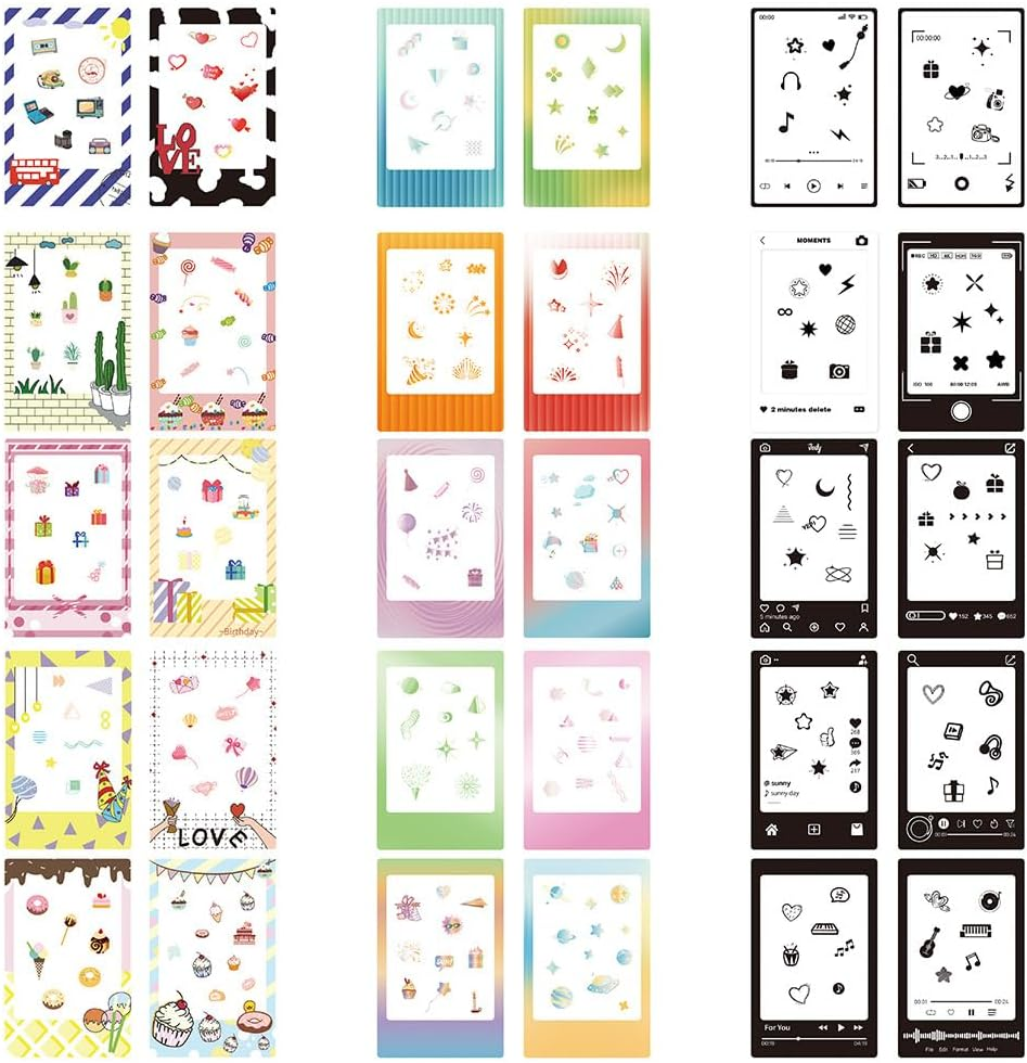 30Pcs Photo Border Stickers,Colorful Lovely Mini Photo Film Stickers,Decorative Films Frame Sticker for Photos Compatible with Fujifilm Instax Mini 12/11/9/8/7S/70/50S/90 EVO Instant Film image number 2