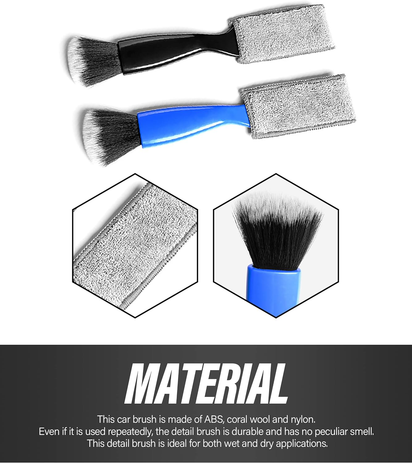 Universal 2 in 1 Duster for Car Clean,Car Bursh Tool,Double Head Brush,Auto Interior Detailing Brush,Soft Car Interior Detailing Brush Dust Brush (Blue) image number 1