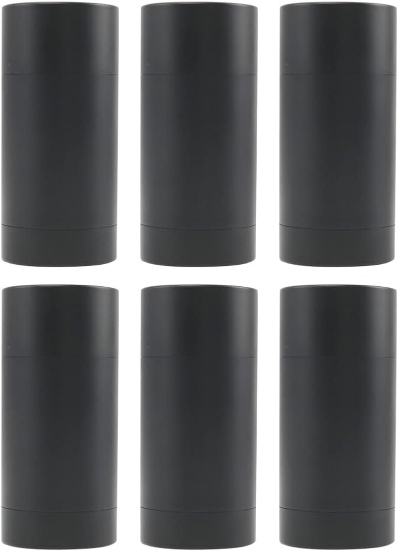 75ML Empty Deodorant Containers Lip Balm Tube DIY Empty Plastic Black Twist-Up Refillable Travel round Deodorant Tubes (6-Pack, Black) image number 1