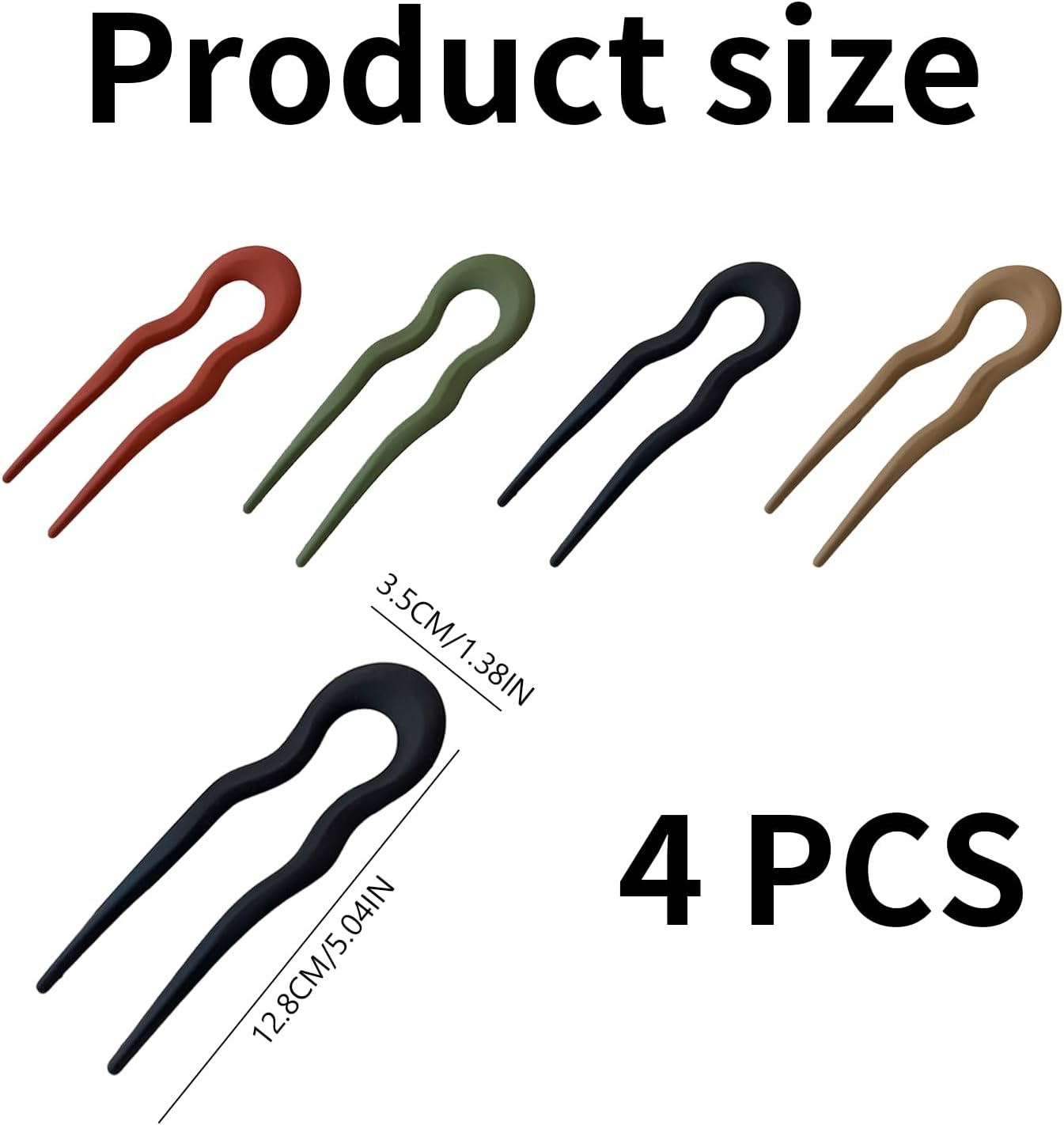 4 French Hair Pins, Hair Pins for Updo Handmade Wooden, Gairpin Accessories, U-Shaped French image number 4