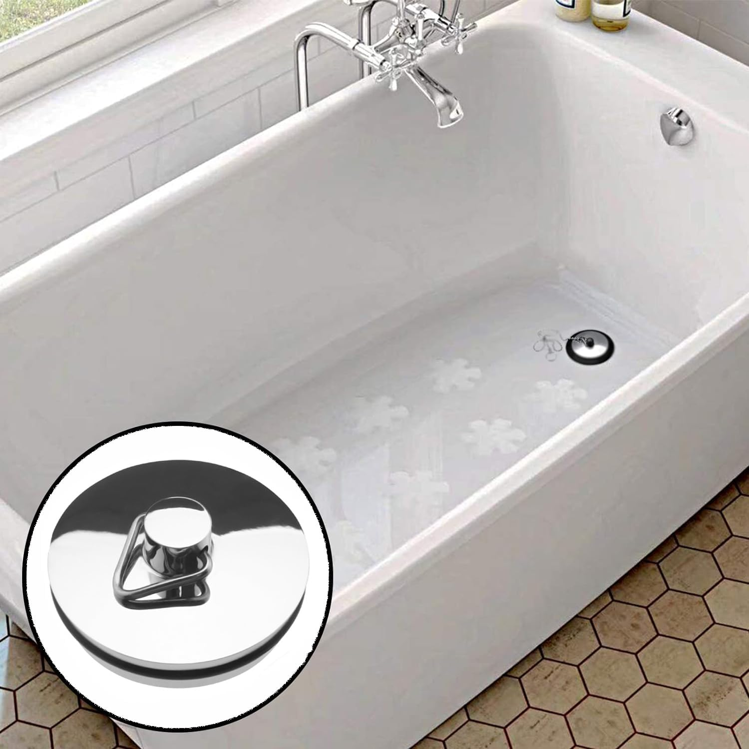 Drain Stopper, 2PCS Stainless Steel Sink Stopper Drain Plug with Pull Ring for Bathtub, Kitchen, Bathroom and Laundry Sink, 45Mm image number 3