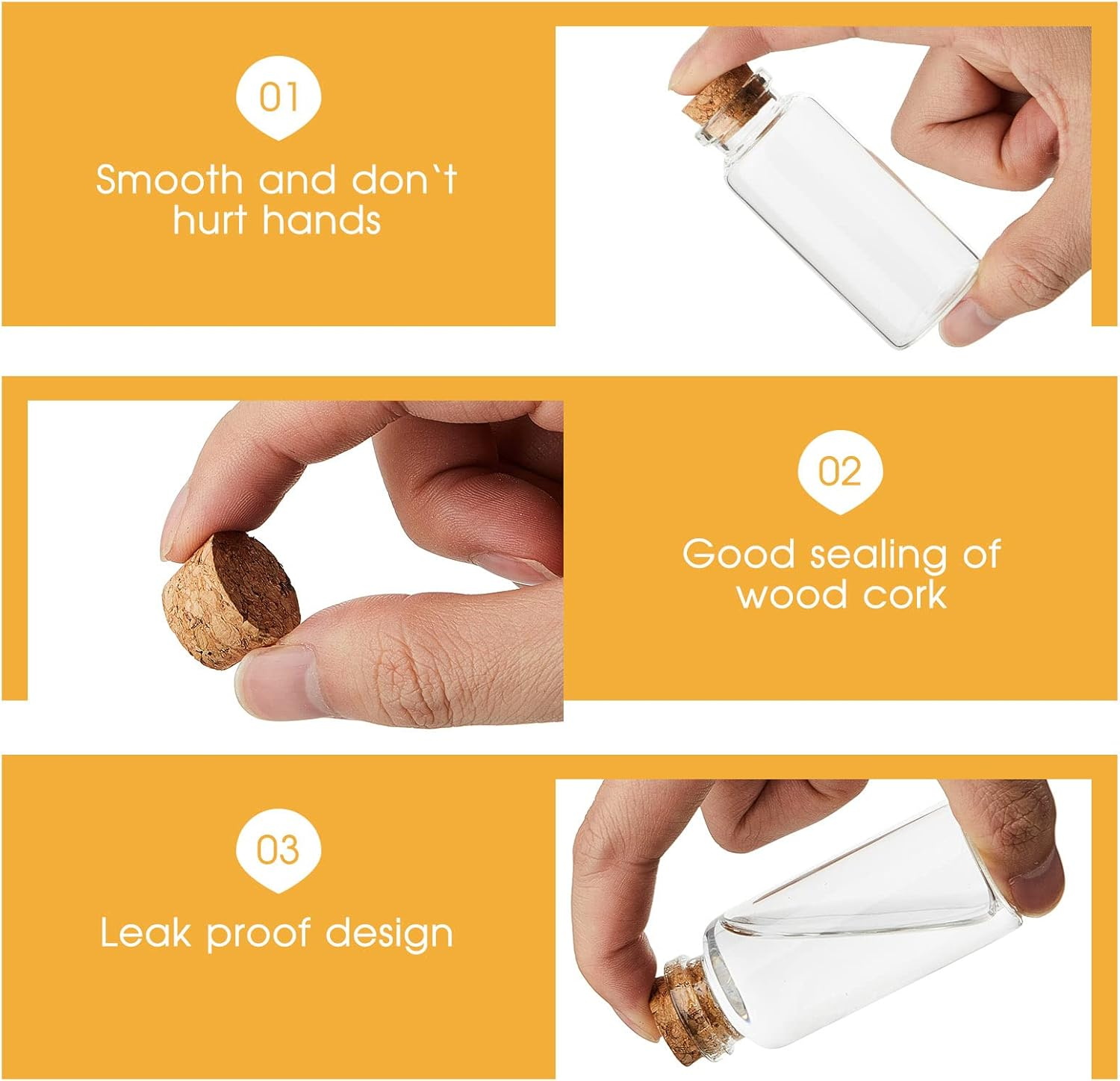 Gerrii 100 Pcs 30 Ml Mini Glass Bottles with Wood Cork Stoppers, Mini Glass Vials Small Clear Bottles Wishing Message Spell Potion Tiny Jars Sand Art for Decoration Wedding DIY Favor