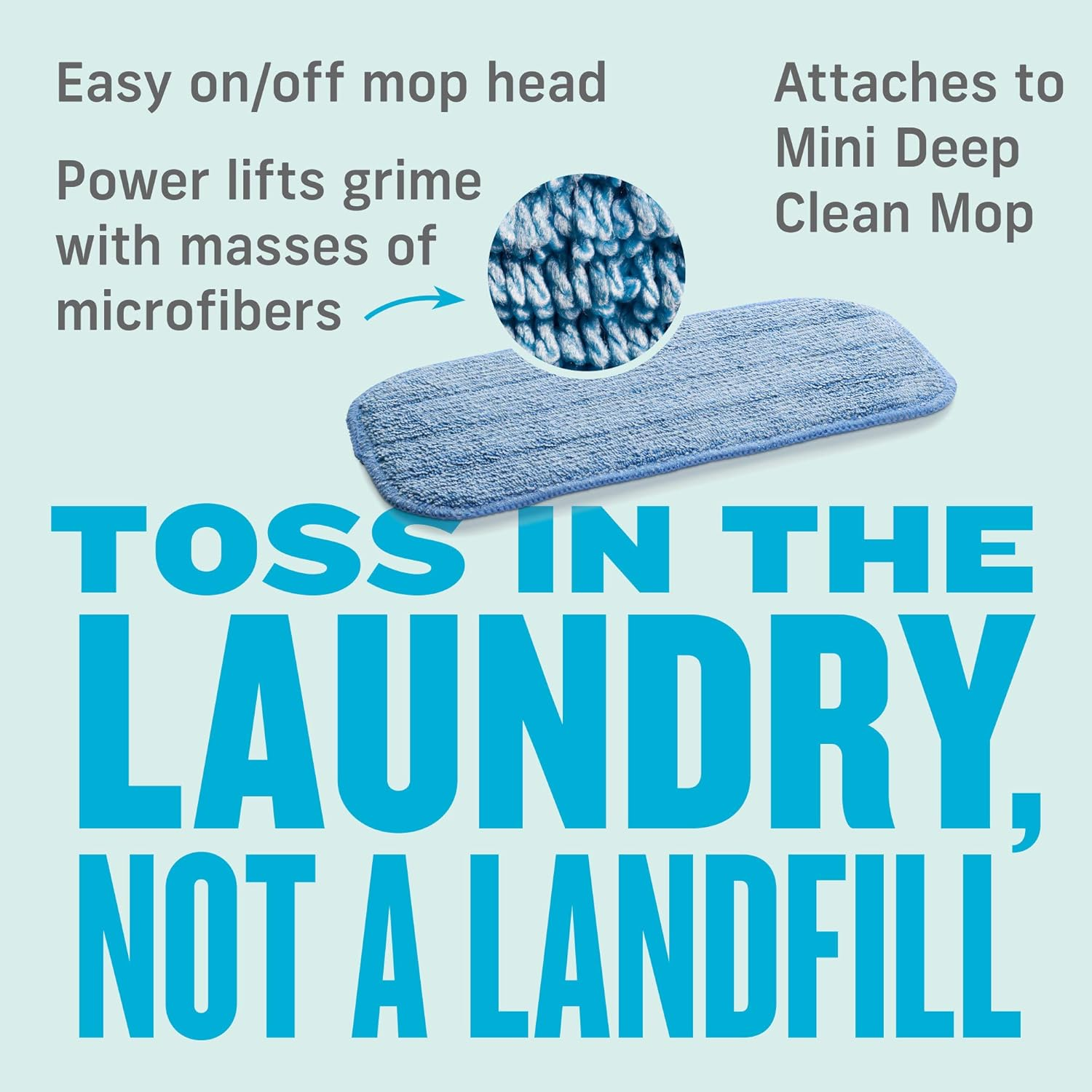 E-Cloth Mini Deep Clean Mop Head, Microfiber Mop Head Replacement for Floor Cleaning, Great for Hardwood, Laminate, Tile and Stone Flooring, Washable and Reusable, 100 Wash Guarantee, 1 Count image number 6