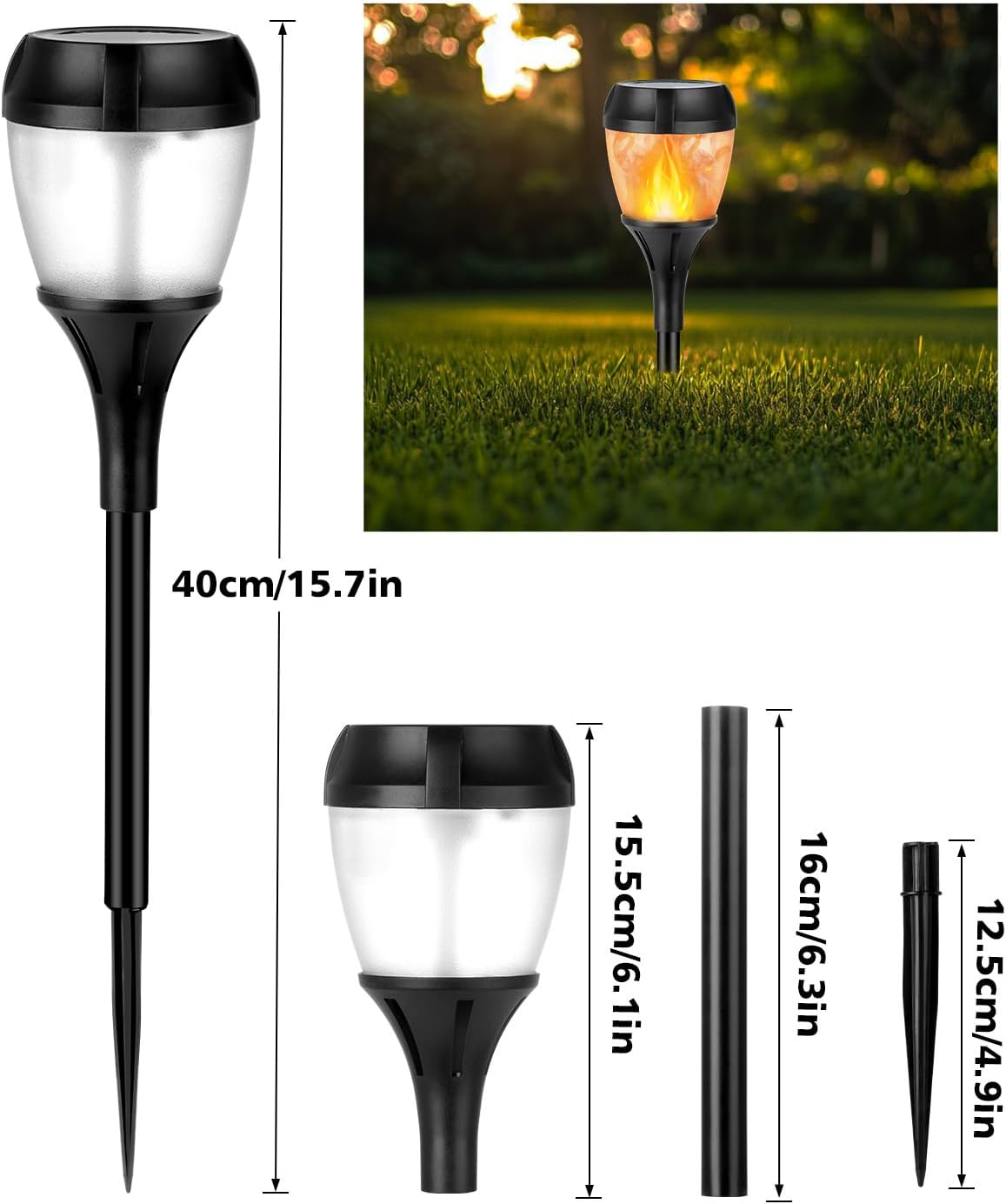 Solar Flame Outdoor Waterproof Lights - Automatic Switching Path Torch for Garden, Yard, Lawn, Terrace, Landscape Decorative Lighting (4) image number 6