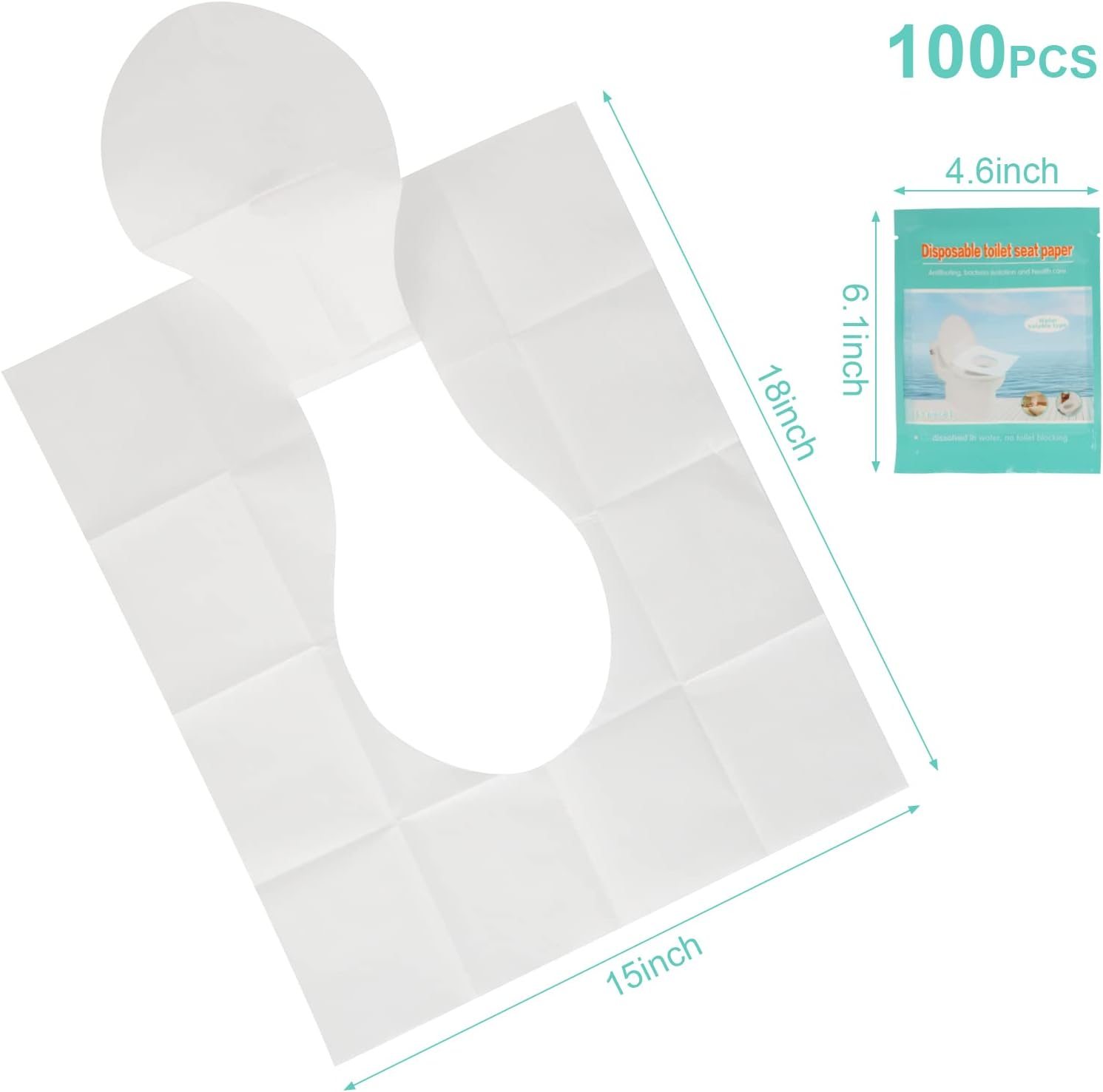Disposable Toilet Seat Covers, 100 Count Flushable Paper Travel Set Individually Wrapped Portable Toilet Seat Covers for Adults Kids Toddlers Potty Training image number 2