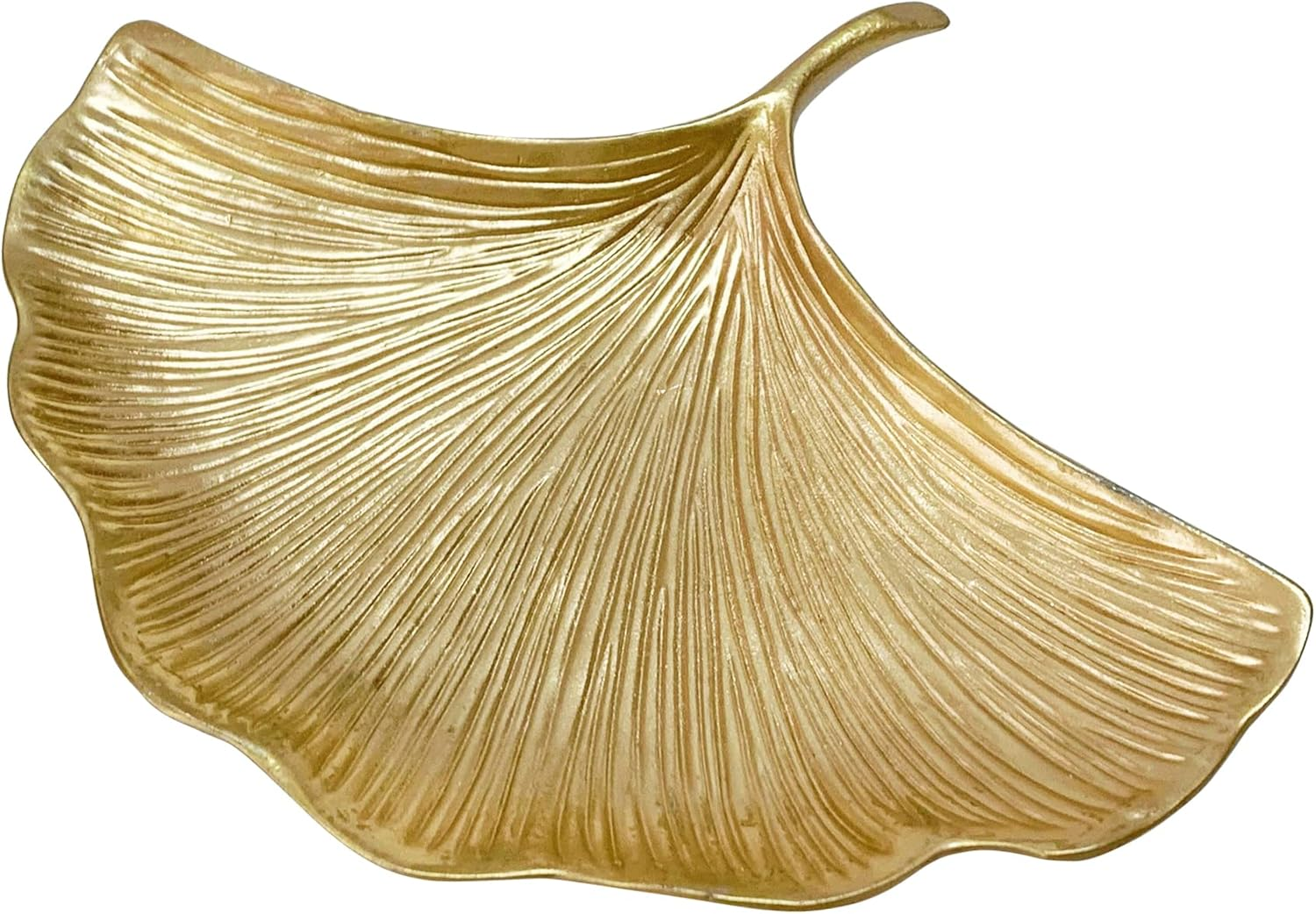 Metal Jewelry Dish, Small Leaf Shaped Ring Holder Jewelry Organizer, Trinket Dish Vanity Tray for Dresser Christmas Birthday Wedding Gifts 2-Tier Ginkgo(Large)-Gold image number 1
