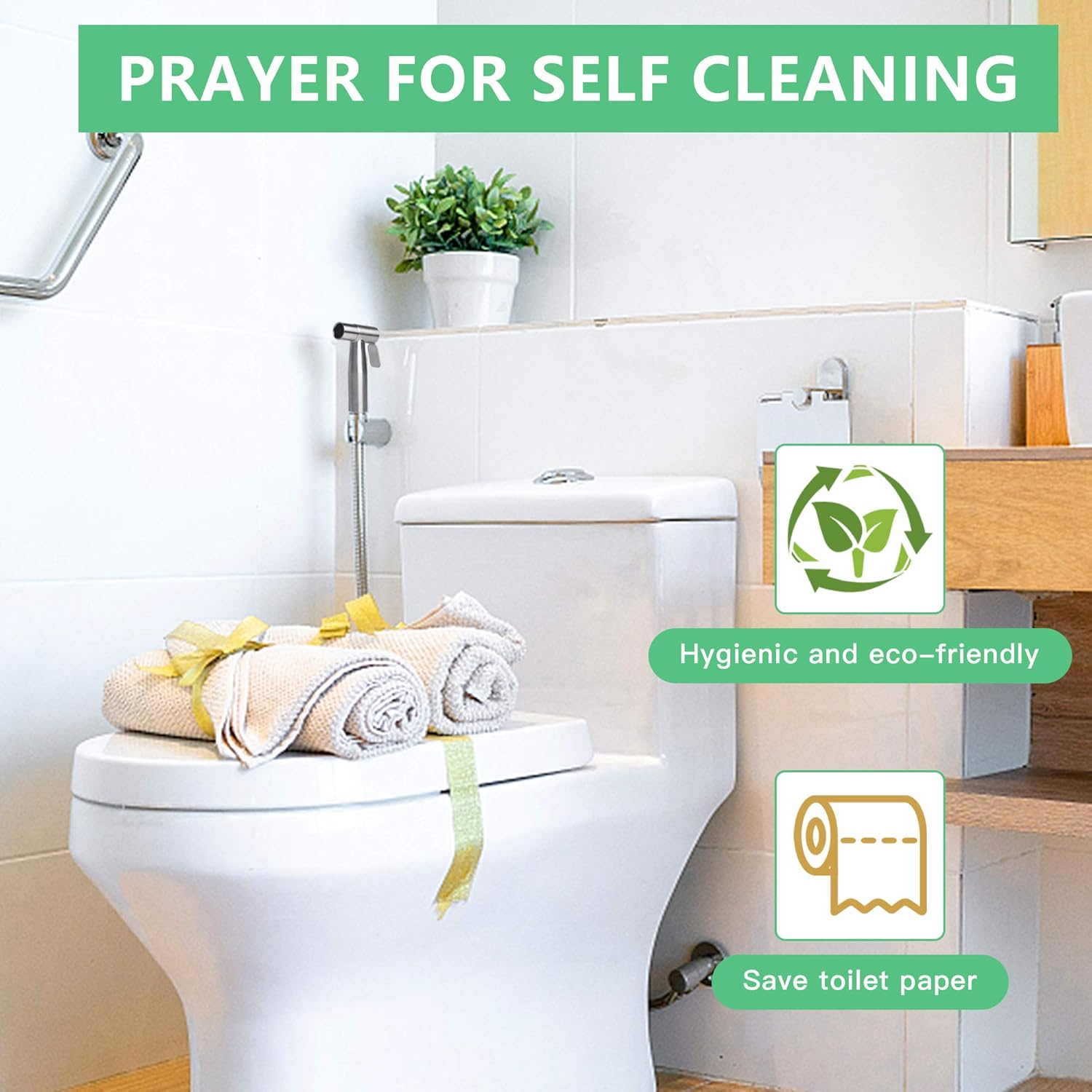 Akamino Bidet Sprayer 2 Pieces Stainless Steel Handheld Bidet Sprayer Cloth Diaper Spraye for Toilet and Kitchen image number 1