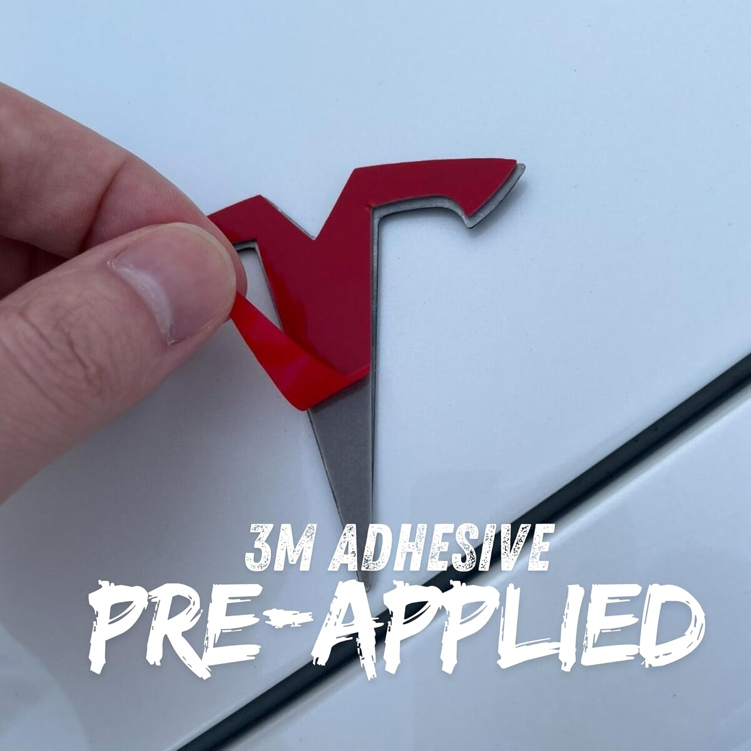 Metal T Logo Tesla Letters Performance Ludicrous Emblem Logo Decal Sticker Front Rear Tailgate in Matte Black for Tesla Model Y Juniper Launch Edition (T Logo & Tesla Letters & Juniper) - T Logo - Front image number 3