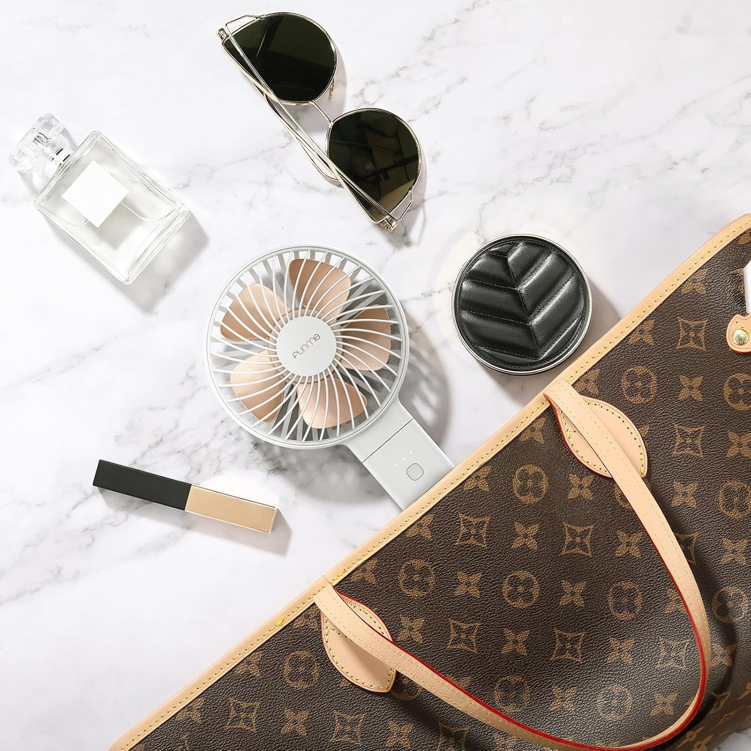 Funme Handheld Fan 5000 Battery Portable Strong Wind Fan Rechargeable, 20 Hours Quiet Foldable USB Desk Fan, 4 Speed Powerful Personal Hand Fan Exquisite for Girl Makeup Office Indoor Outdoor Holiday image number 6