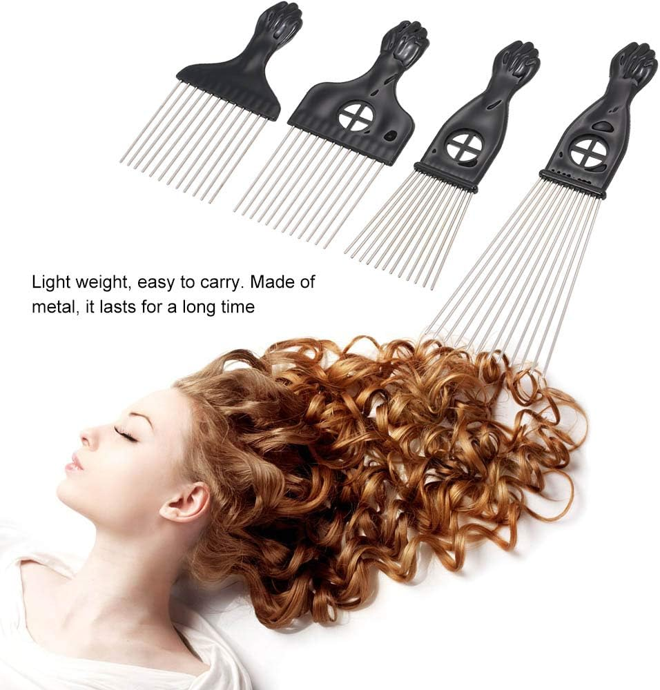 Yasao 4PCS Black Comb Set Metal Afro Hair Style Comb Curly Hair Black Suit Steel Needle Comb Hairdressing Tools image number 4