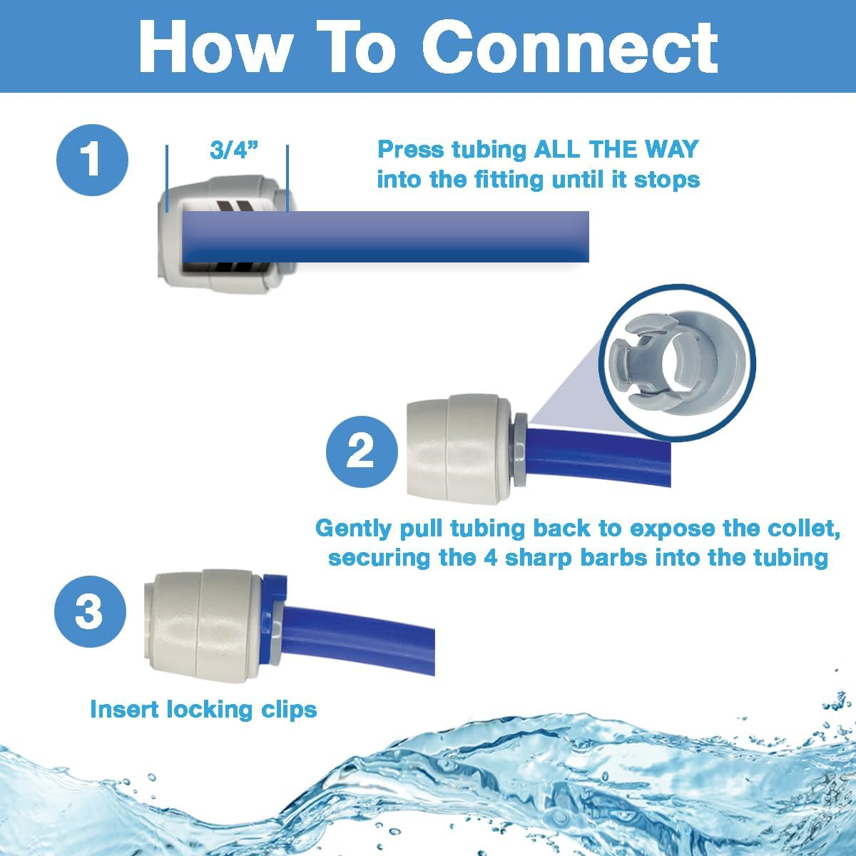 Speed Fit 1/4 or 3/8 Inch Shut off Valve, Push to Connect Plastic Plumbing Fitting, with Locking Clips, Filtration Warehouse, Compare to PPSV040808WP (1/4" One Pack) image number 4