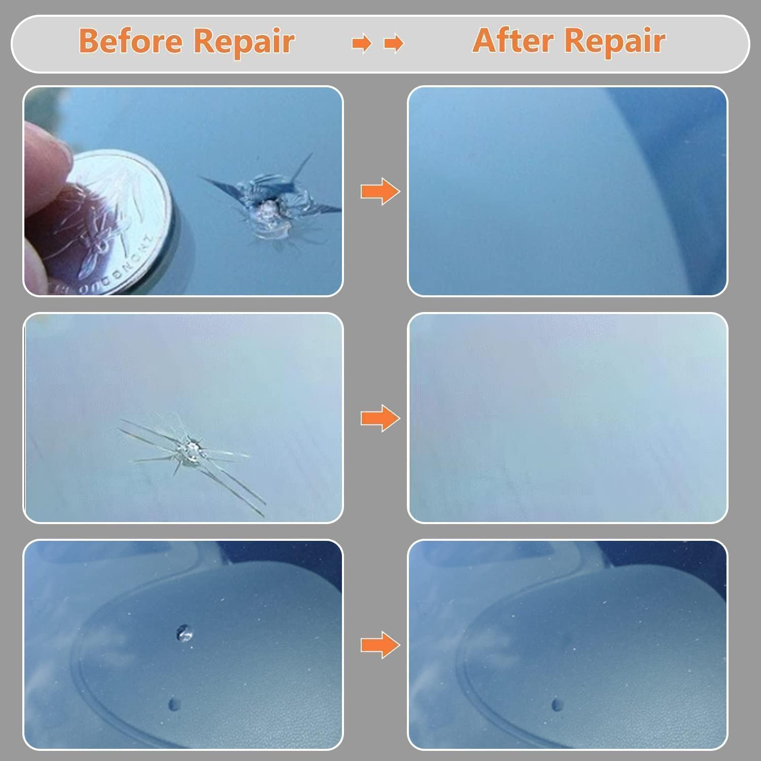 Professional Windshield Repair Kit for Long-Lasting Chip & Crack Repair - Stops Crack Spreading on Car and Truck Glass - Complete DIY Automotive Glass Solution - Orange image number 4