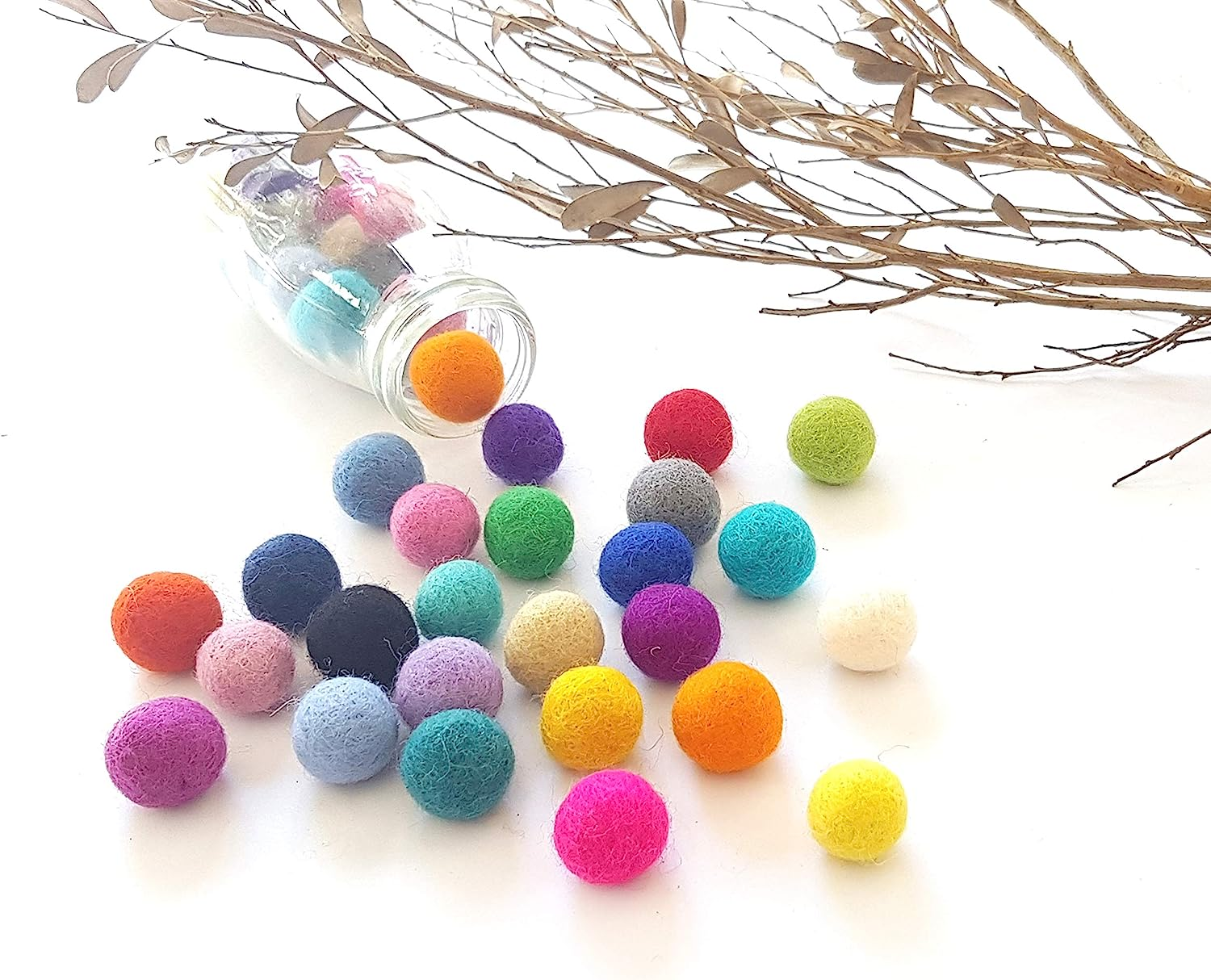 2Cm Felt Balls | Assorted Mixed Colour | Colourful Wool Felted Pom Poms DIY | Art Craft Beads Beading Supplies | Party Decor | Cloud Den (50 Balls) image number 4