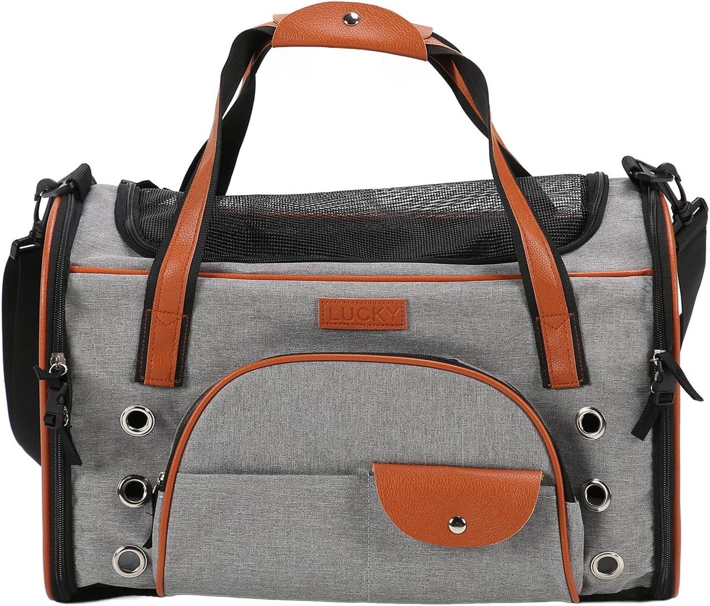 Portable Frame Soft Surface Pet Carrier, with Top Zipper, Foldable Pet Carrier Bag, Pet Travel Bag for Cat and Small Dog Home Outdoor Medium image number 4