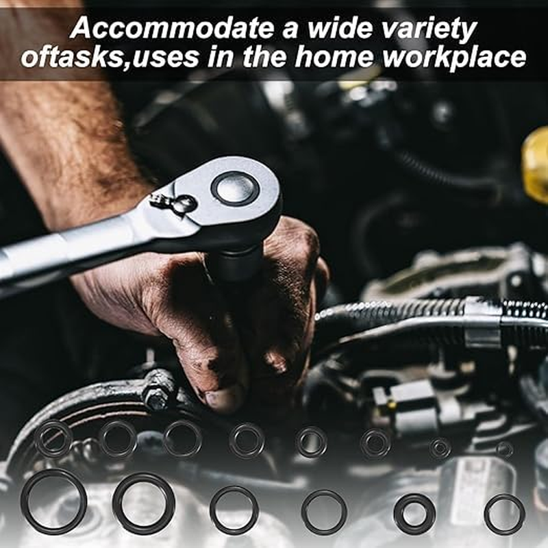 Jindizi 1200 Pcs Rubber O Rings Kit, 24 Sizes Car Air Conditioning Compressor O Ring Rubber Seals Tool Kit with Plactics Box Kit image number 1