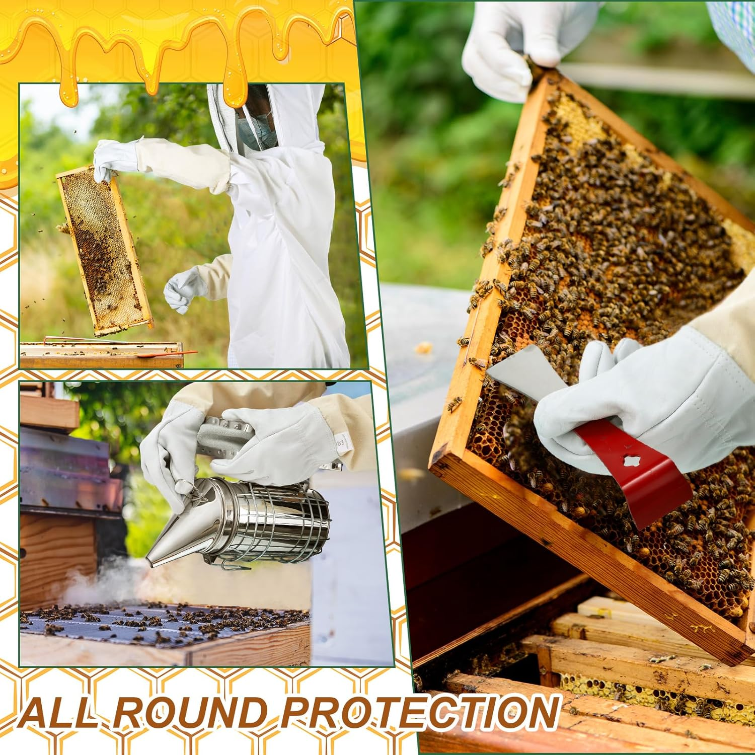 30 Pcs Beekeeping Supplies Beehive Equipment Beekeeping Starter Kit Bee Keeper Supplies All with Jacket Beehive Kit Bee Smoker Uncapping Tool for Beginners Professional Beekeepers(Large) image number 6