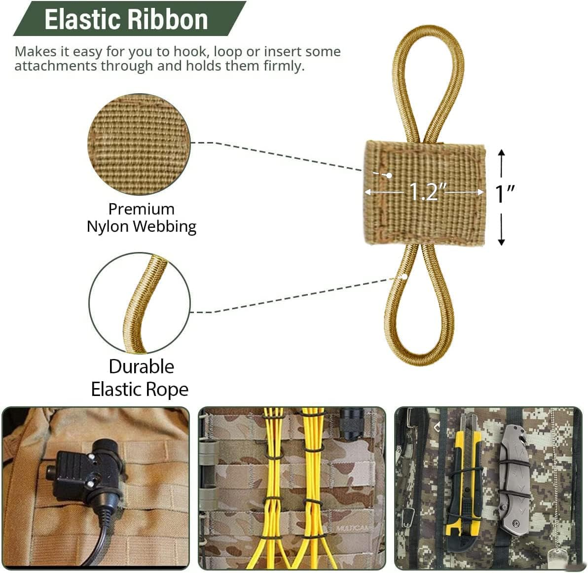 Gearhill Molle Attachments, Tactical Backpack Accessories, Molle Webbing Binding Ribbon Multipurpose Tactical Bag Molle Accessories image number 5